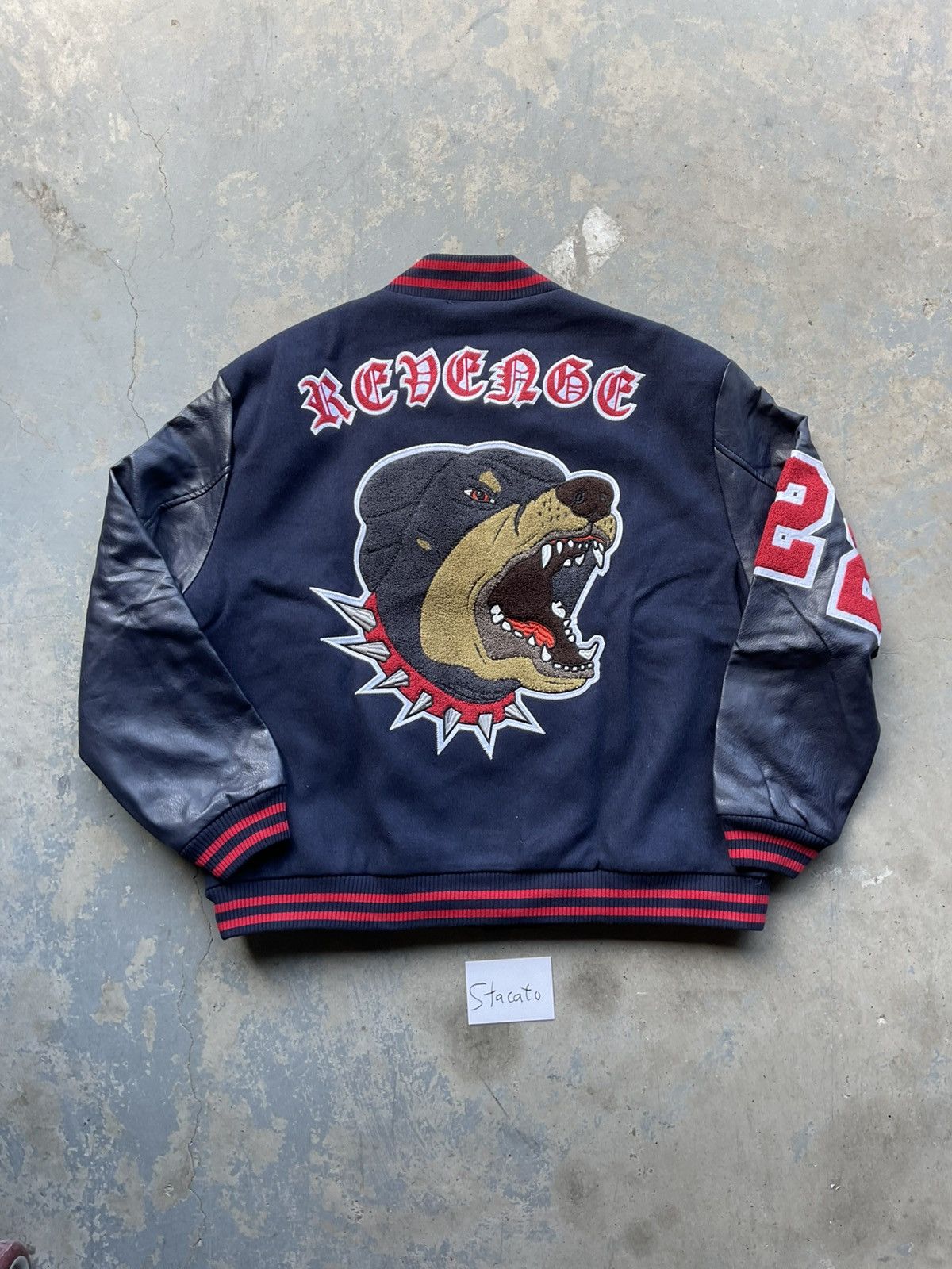 Revenge Revenge Rottweiler Varsity Jacket Navy/Red Size US M / EU 48-50 / 2 - 1 Thumbnail