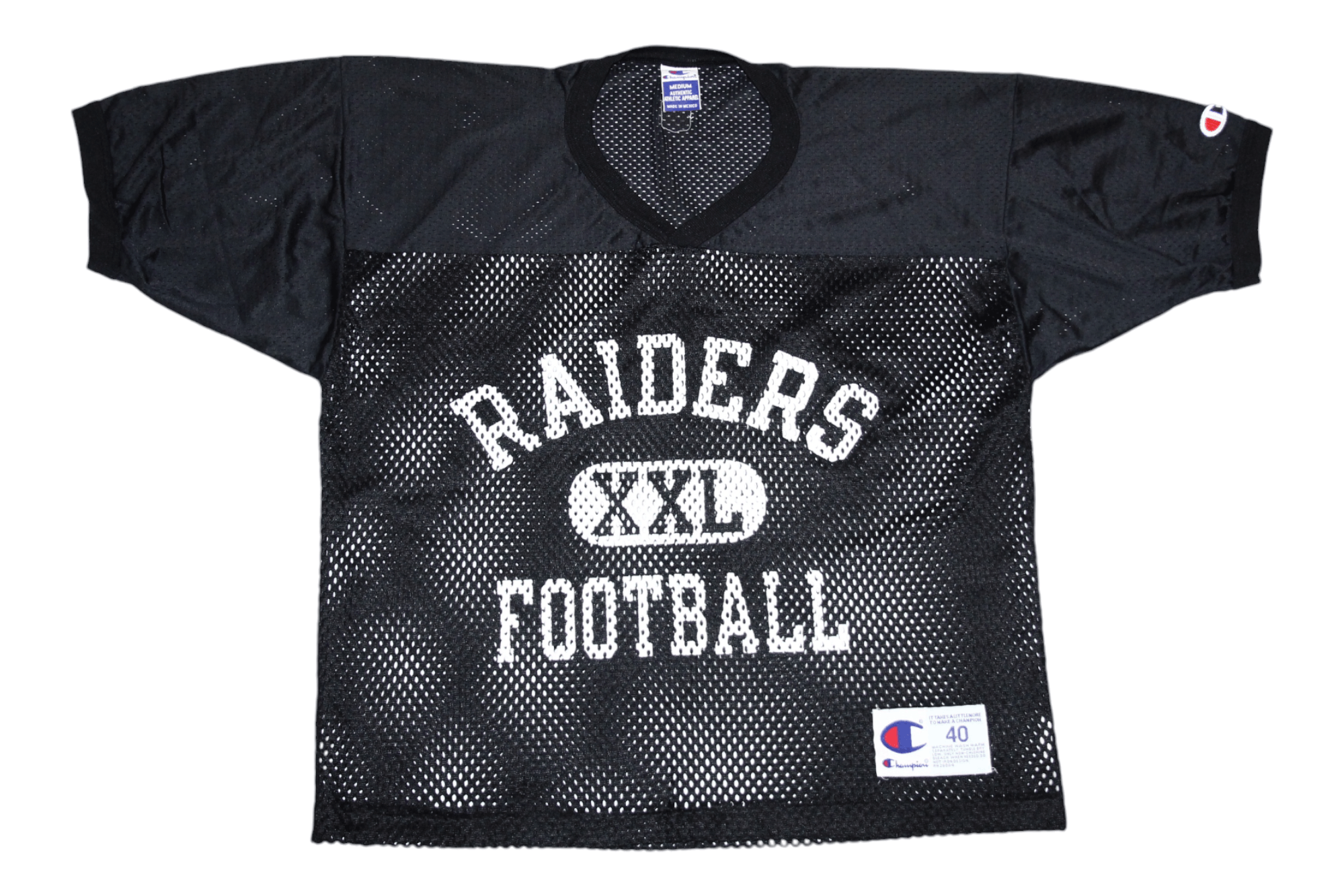 90's Thrifted Raiders XXL Football Mesh Jersey by Champion