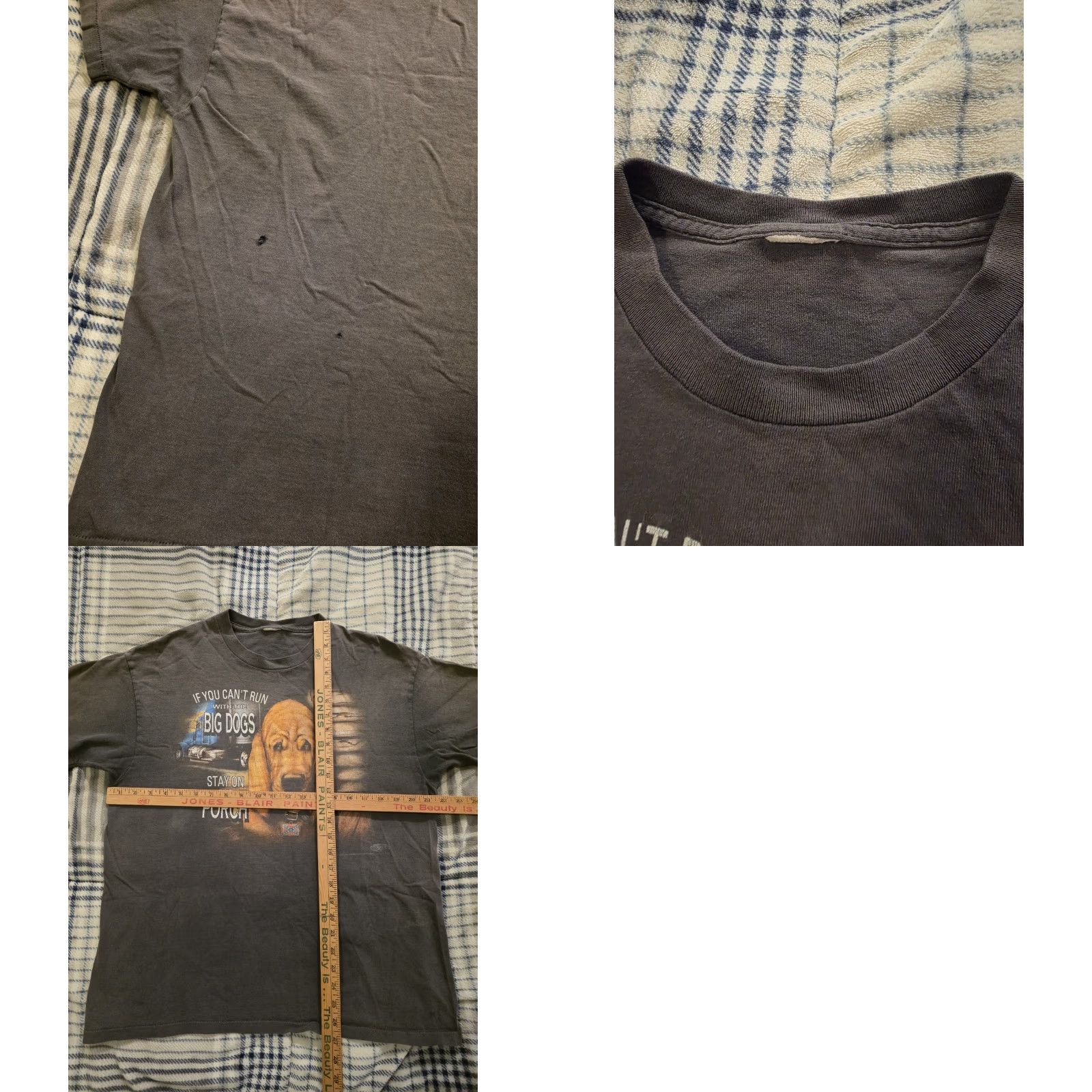 VINTAGE 3D Emblem Truckers Only Big Dogs T-Shirt Gray L Men Short Sleeve Crew Neck 90s Biker Grunge Animals Cotton Classic
