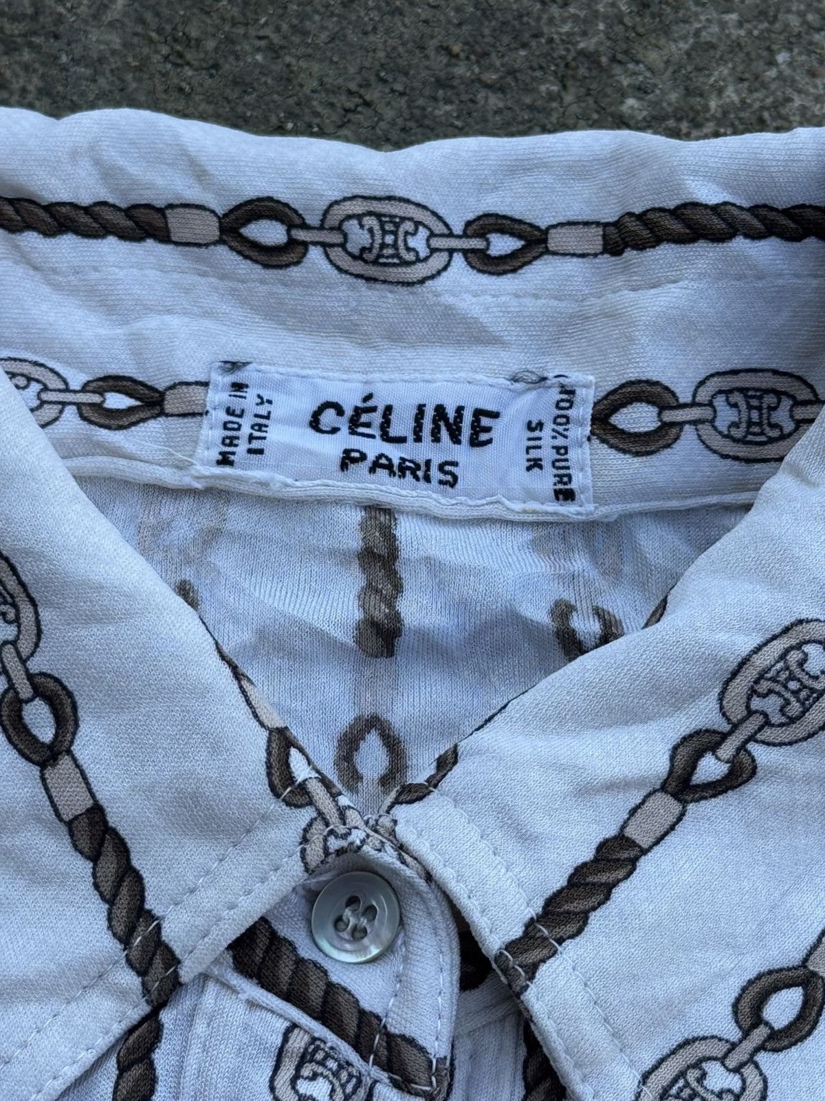 Celine Celine Monogram Rope Button Shirt 100% Pure Silk Size S / US 4 / IT 40 - 6 Thumbnail