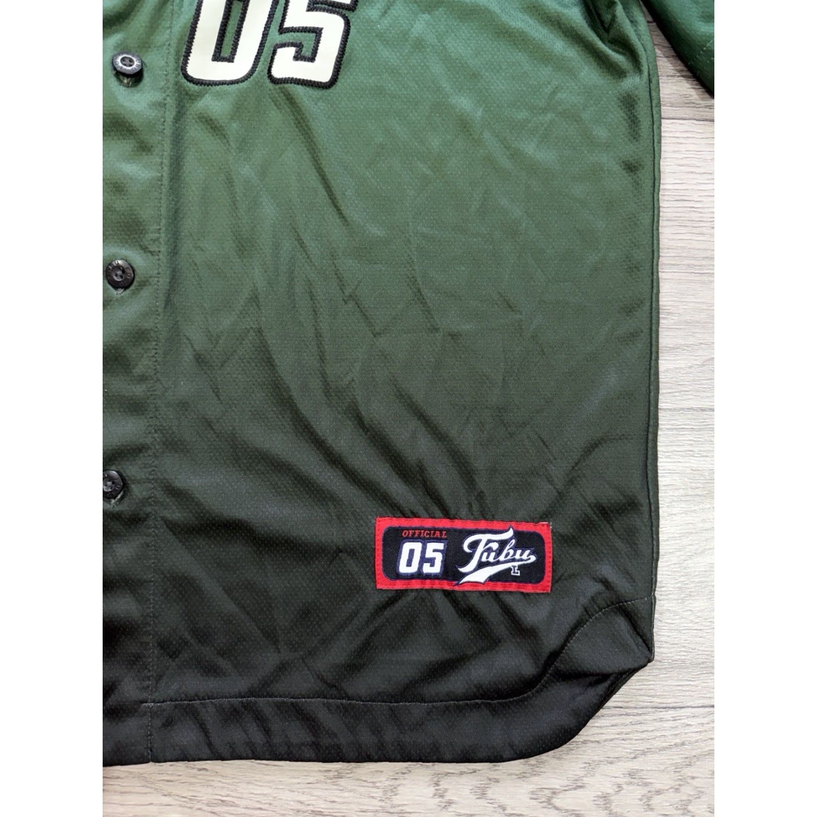 Fubu FUBU Green Baseball Jersey Shirt Hip Hop Y2K Men’s L Large Short Sleeve T-Shirt Shirts Mens 90s Sports Color Green Size US L / EU 52-54 / 3 - 7 Thumbnail