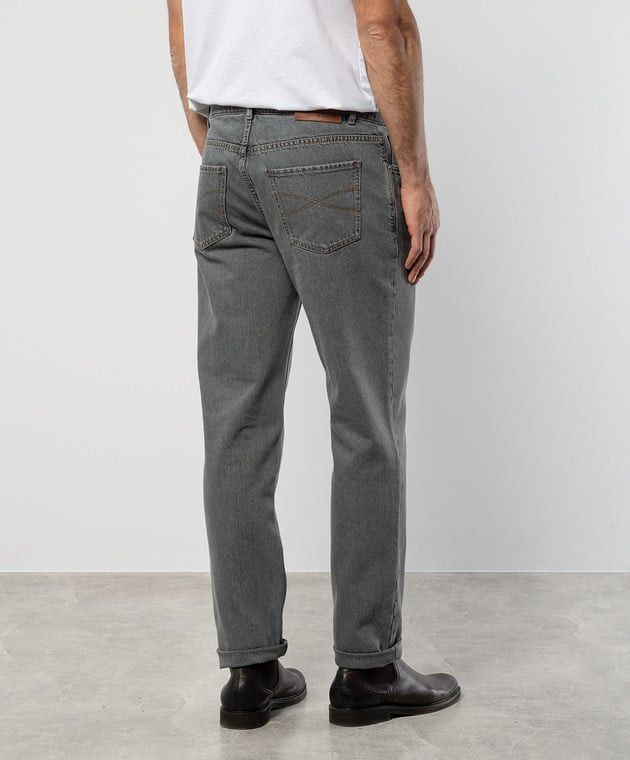 Brunello Cucinelli o1gr1nt0525 Light Wash Denim Jeans in Dark Gray Size US 34 / EU 50 - 4 Thumbnail