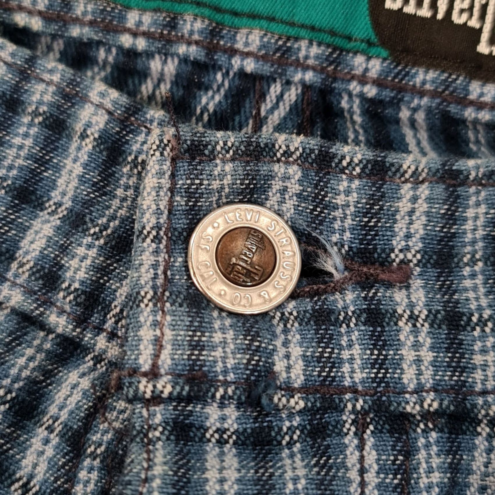 Levi's Levi's Jeans Blue Check 5-Pocket Straight Button Fly W28 L26 Vintage Womens Canada Size 28" / US 6 / IT 42 - 4 Thumbnail