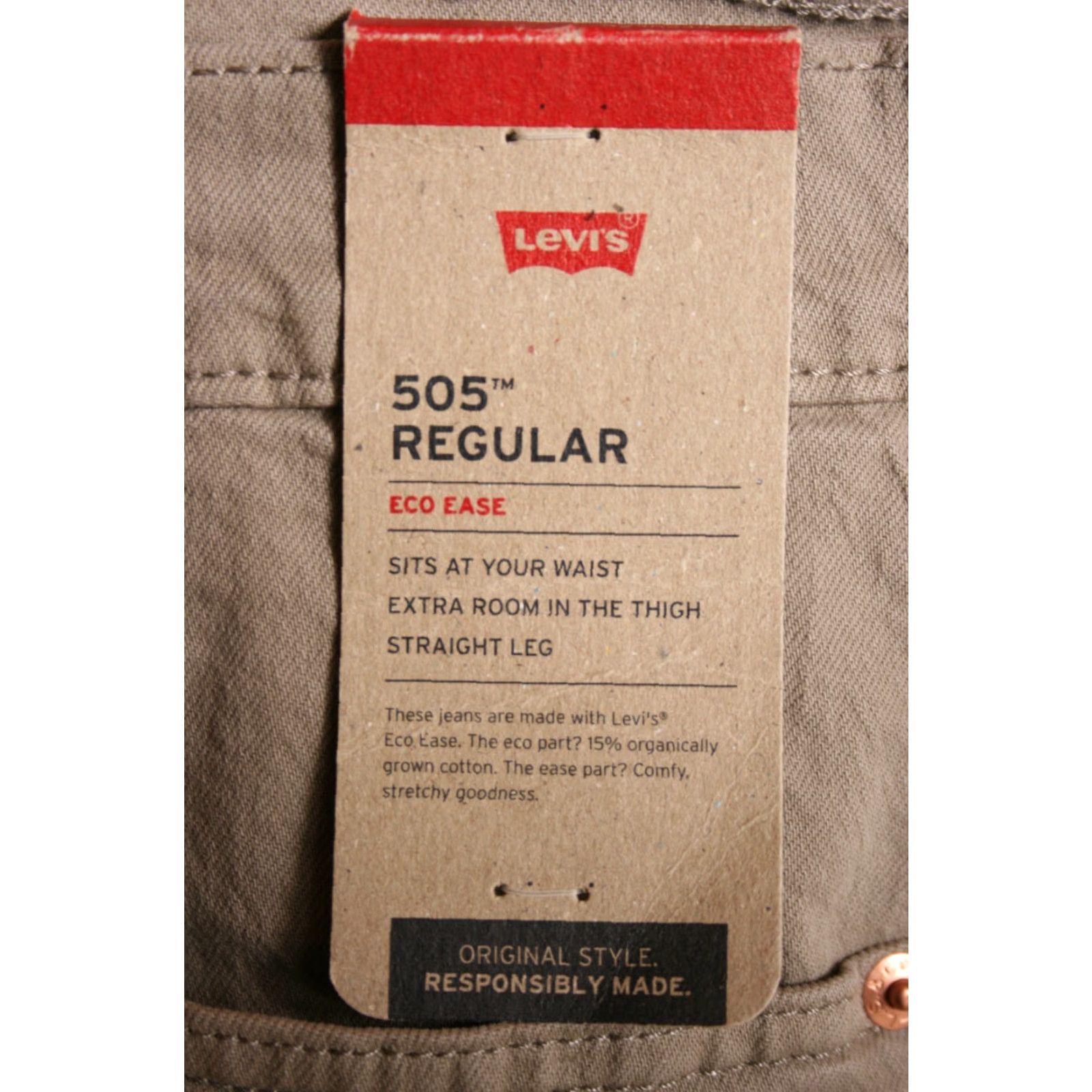 Levi's LEVI'S 505 Khaki Eco Ease Regular Fit Straight Leg Denim Jeans 38x32 Mens Slim Beige Color Size US 38 / EU 54 - 7 Thumbnail