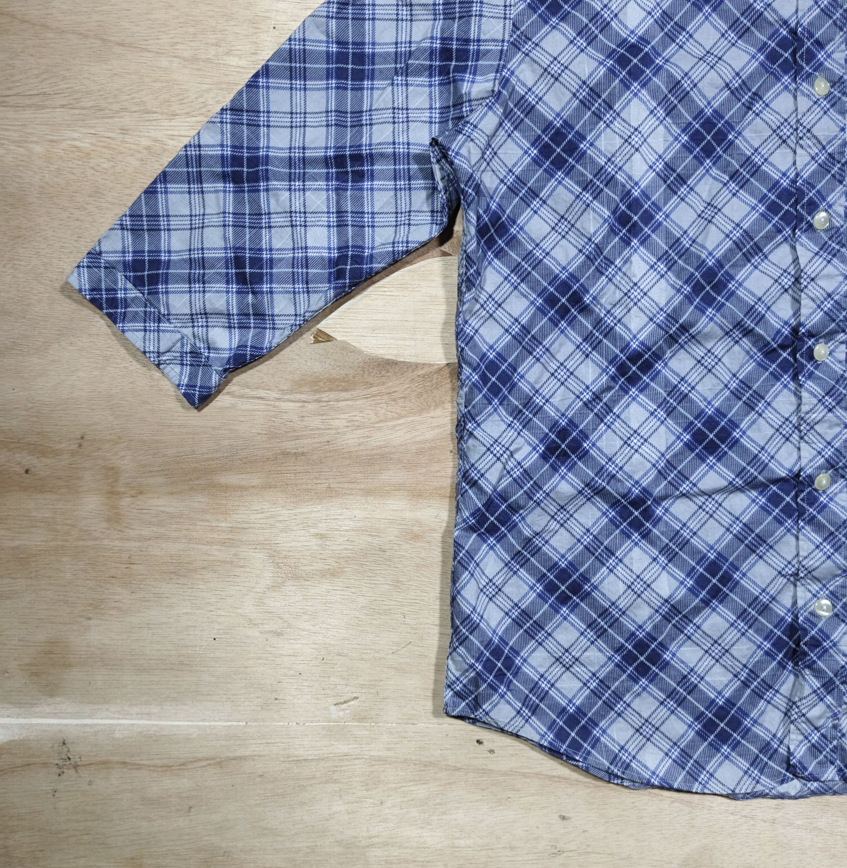 PPFM PPFM Blue Diamond Plaid 3/4 Sleeve Shirt Size US L / EU 52-54 / 3 - 3 Thumbnail