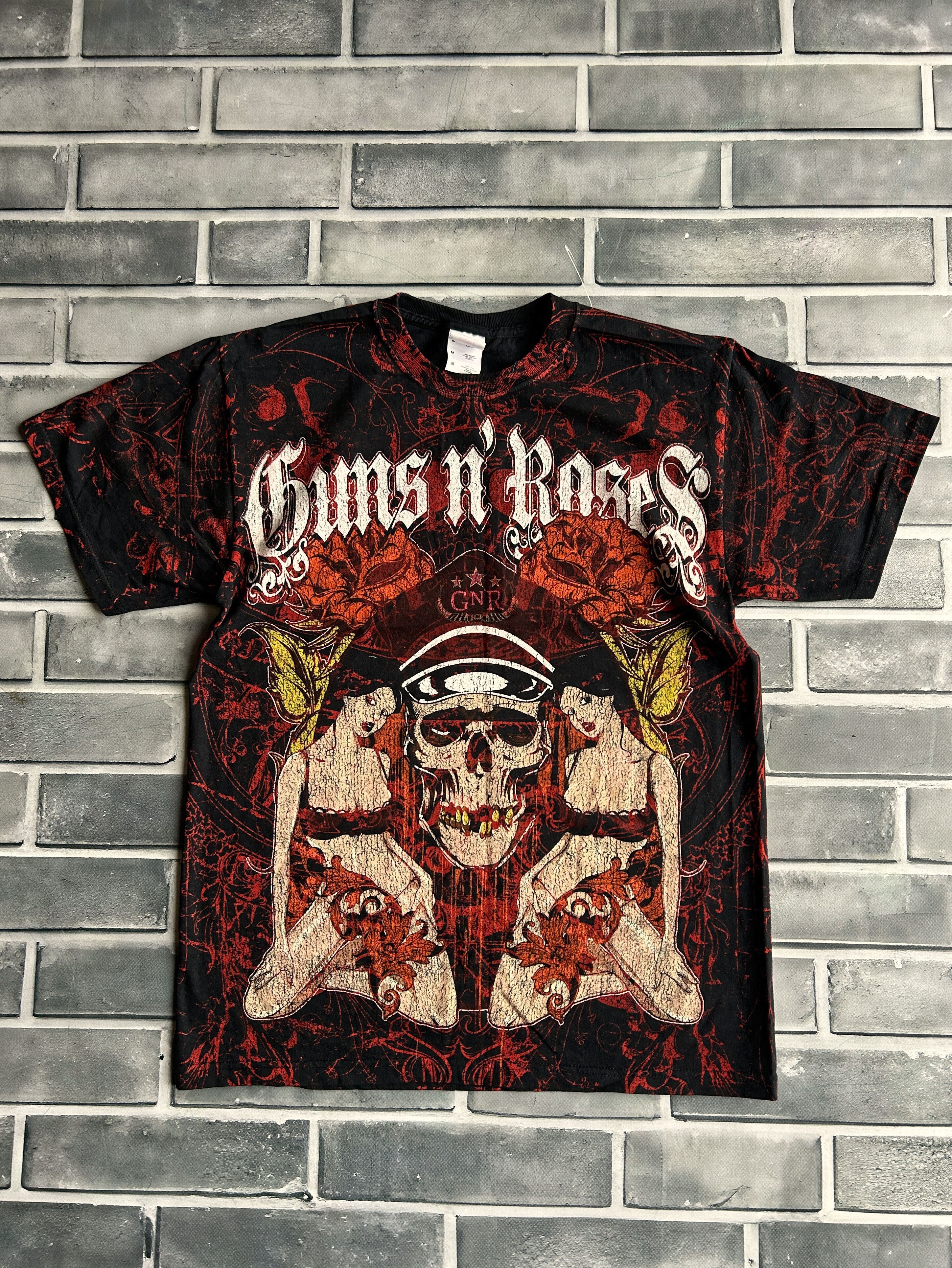 VintageFull Print Guns N Roses Naked Girl Big Boobs Tee 90s