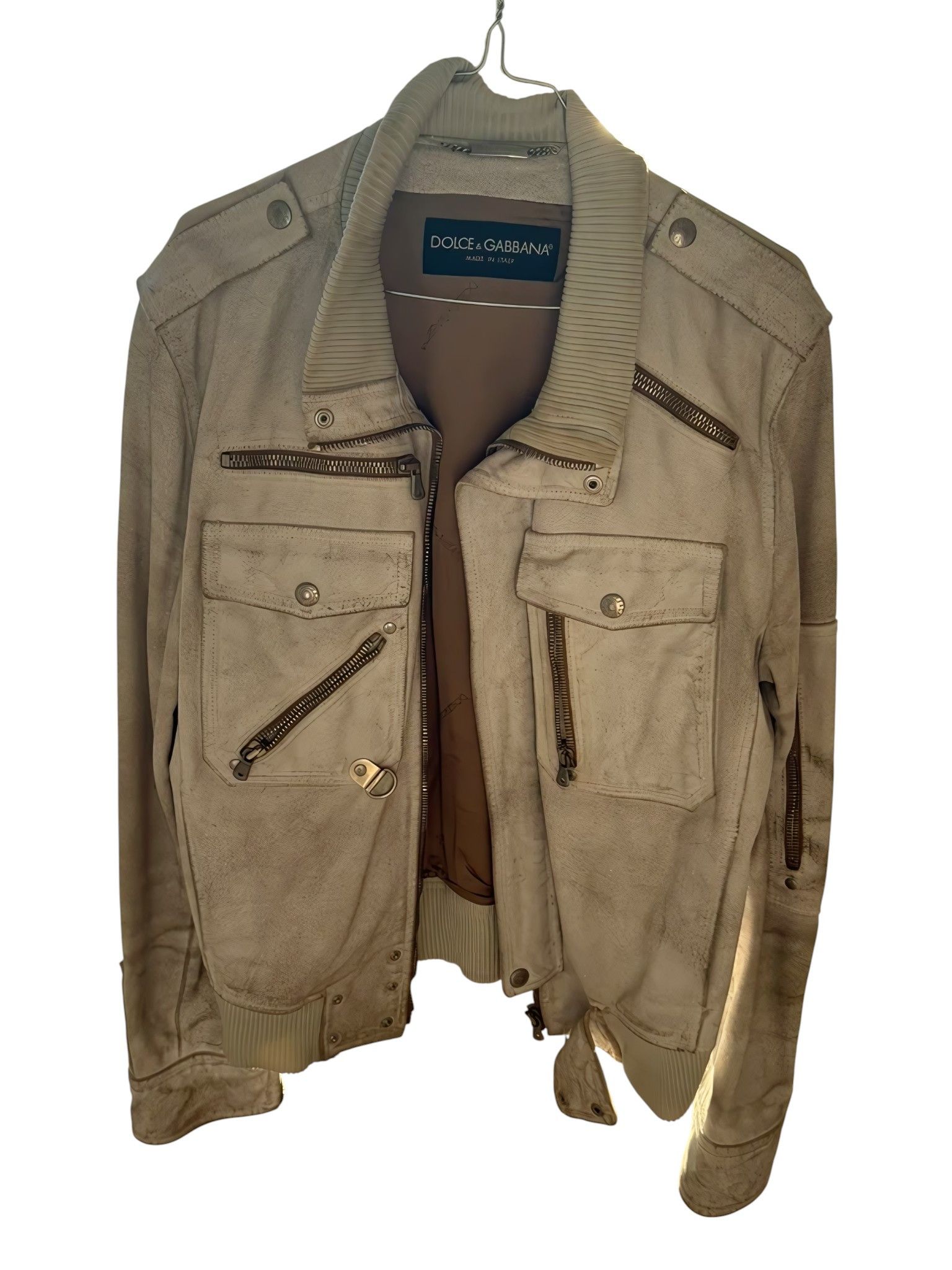 Dolce & Gabbana CALFSKIN LEATHER AGED JACKET Size US L / EU 52-54 / 3 - 2 Thumbnail