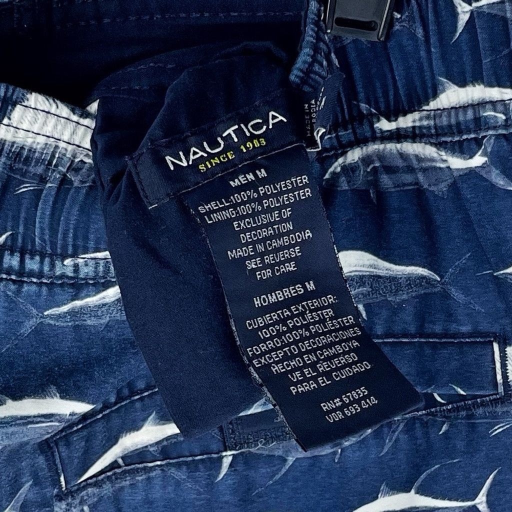 Nautica NAUTICA Men's Navy Swim Trunks with Deepwater Fish Print M Size US 32 / EU 48 - 4 Thumbnail