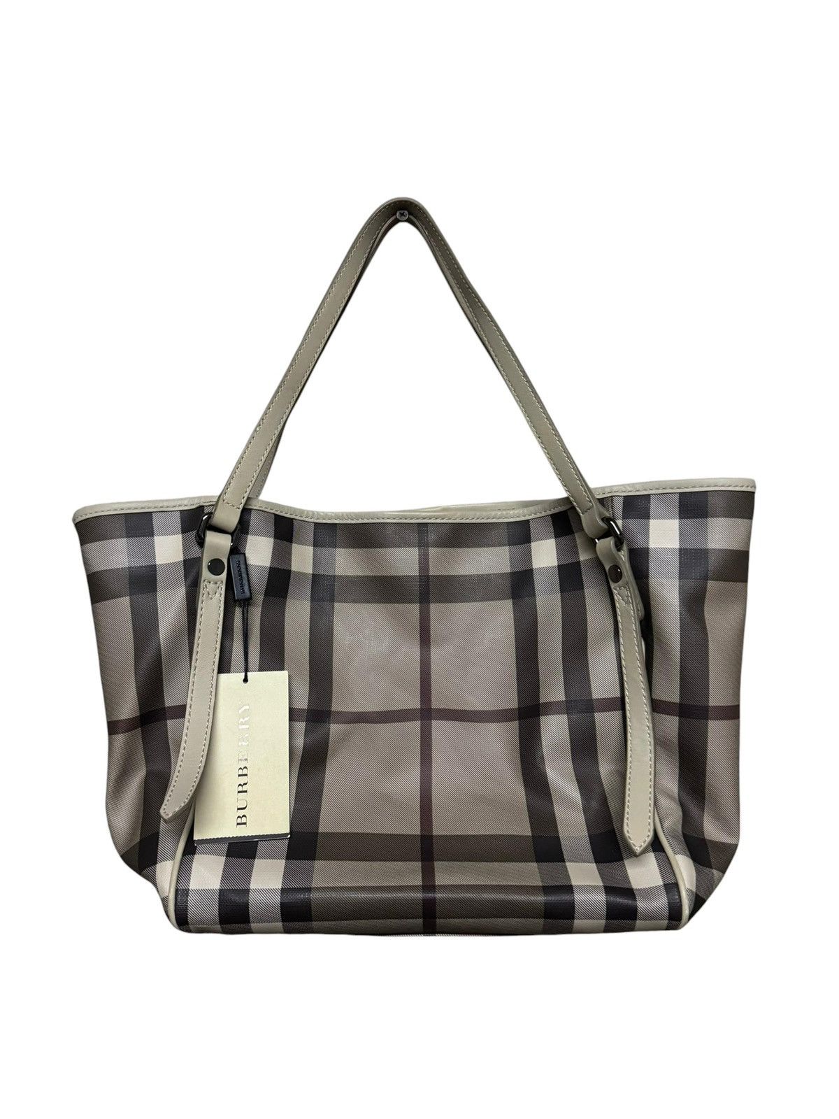 Burberry Burberry Smoke Grey Haymarket Novacheck Tote Bag Size ONE SIZE - 1 Thumbnail