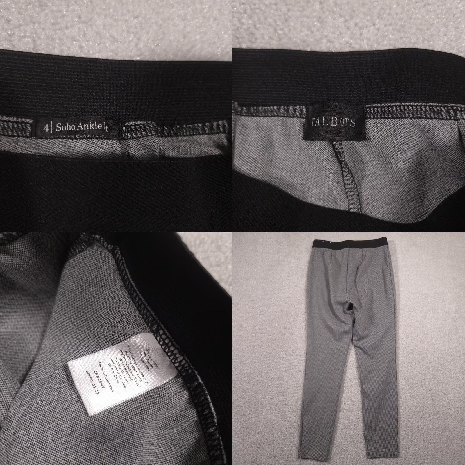 Talbots Talbots Pants Womens 4 Gray Check Soho Ankle Ponte Slim Pull On Stretch Career Pants Size 27" / US 4 / IT 40 - 8 Thumbnail