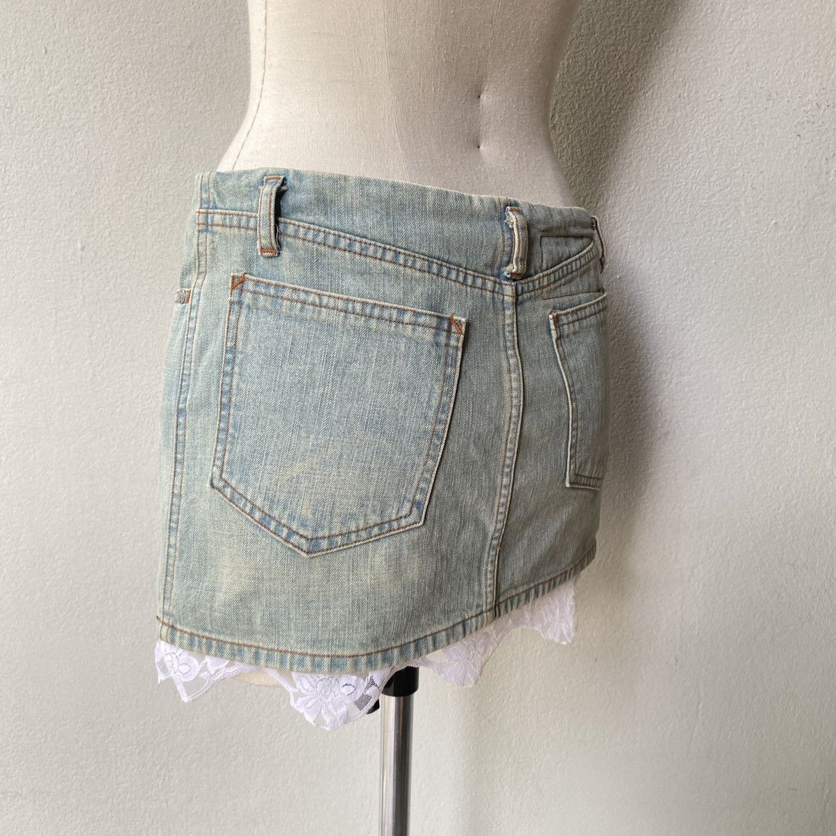 Jean Paul Gaultier JPG Jean Paul Gaultier Y2K Lace Trim Denim Skirt Size 36" / US 14 / IT 50 - 6 Thumbnail