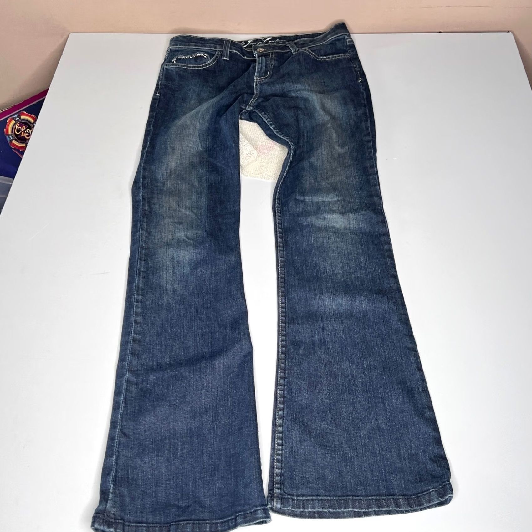Juicy Couture Juicy Couture Jeans Dark Wash Rhinestone Heart Flare 31 Y2K Style Womens Jeans 5-Pocket Stretch Denim Vintage? No Size 24" / US 00 / IT 34 - 2 Thumbnail