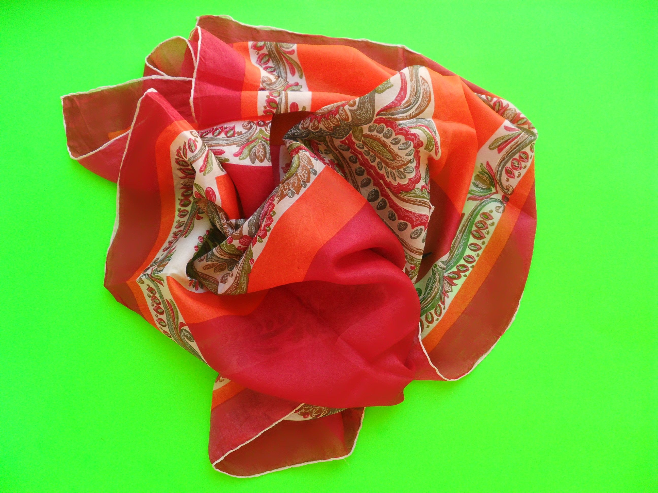 Other Pink, orange and white natural silk scarf. Size ONE SIZE - 6 Thumbnail