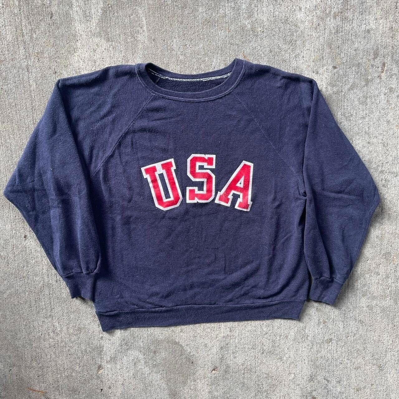 Vintage Vintage 70s USA Navy/Red Sweatshirt Size US M / EU 48-50 / 2 - 1 Thumbnail