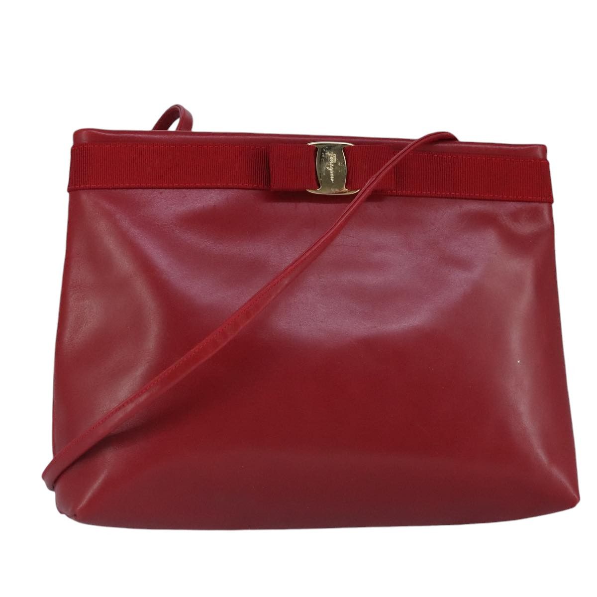 Salvatore Ferragamo Vara Red Leather Shoulder Bag (Pre-Owned) Size ONE SIZE - 1 Thumbnail