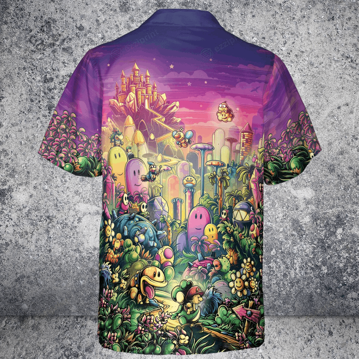 The Unbranded Brand Mushroom Kingdom Super Mario Purple Button Down Shirt Size US S / EU 44-46 / 1 - 3 Thumbnail