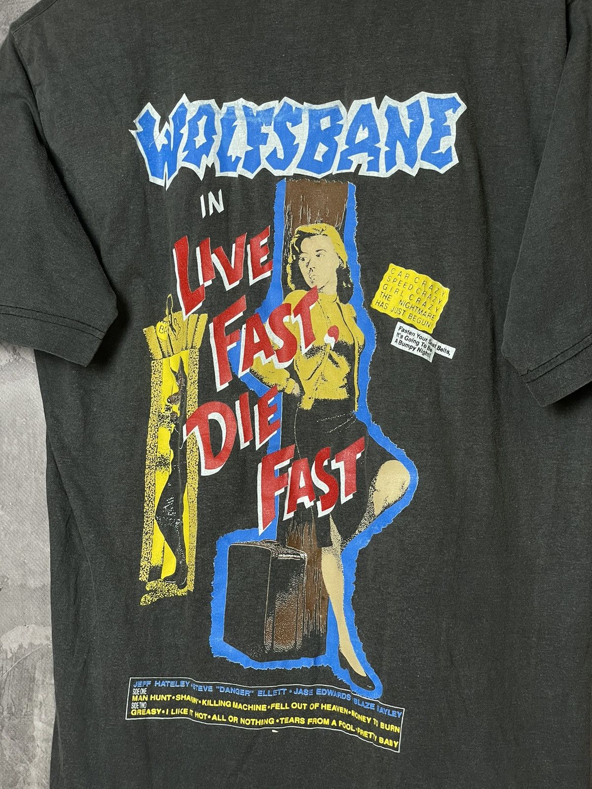 Band Tees × Vintage Vintage 1989 WOLFSBANE ROCK Band Live Fast Die Fast T shirt Size US S / EU 44-46 / 1 - 15 Thumbnail