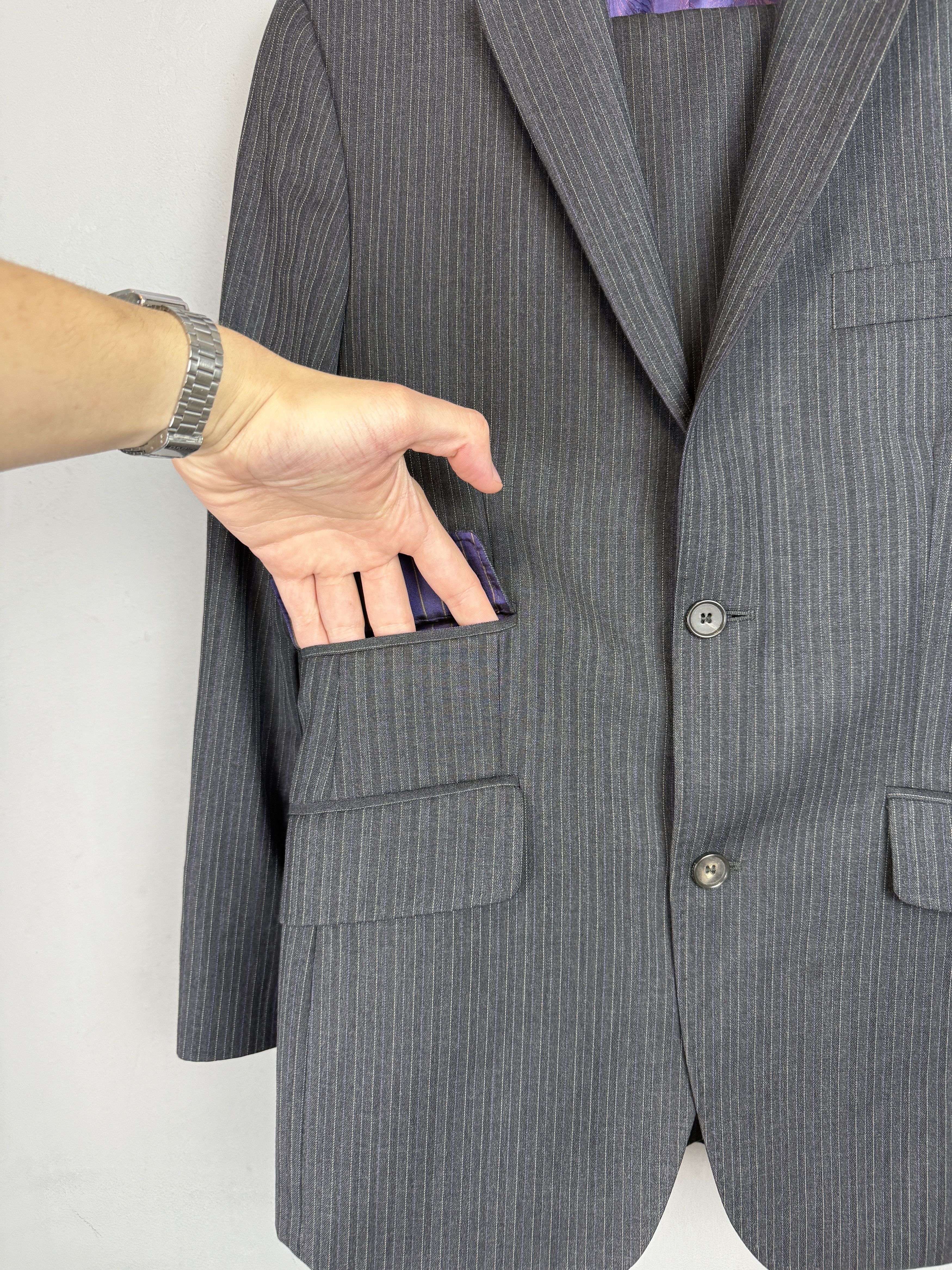 Ted Baker Ted Baker Endurance Wool Suit 2 Piece Grey Striped Size 36S - 11 Thumbnail