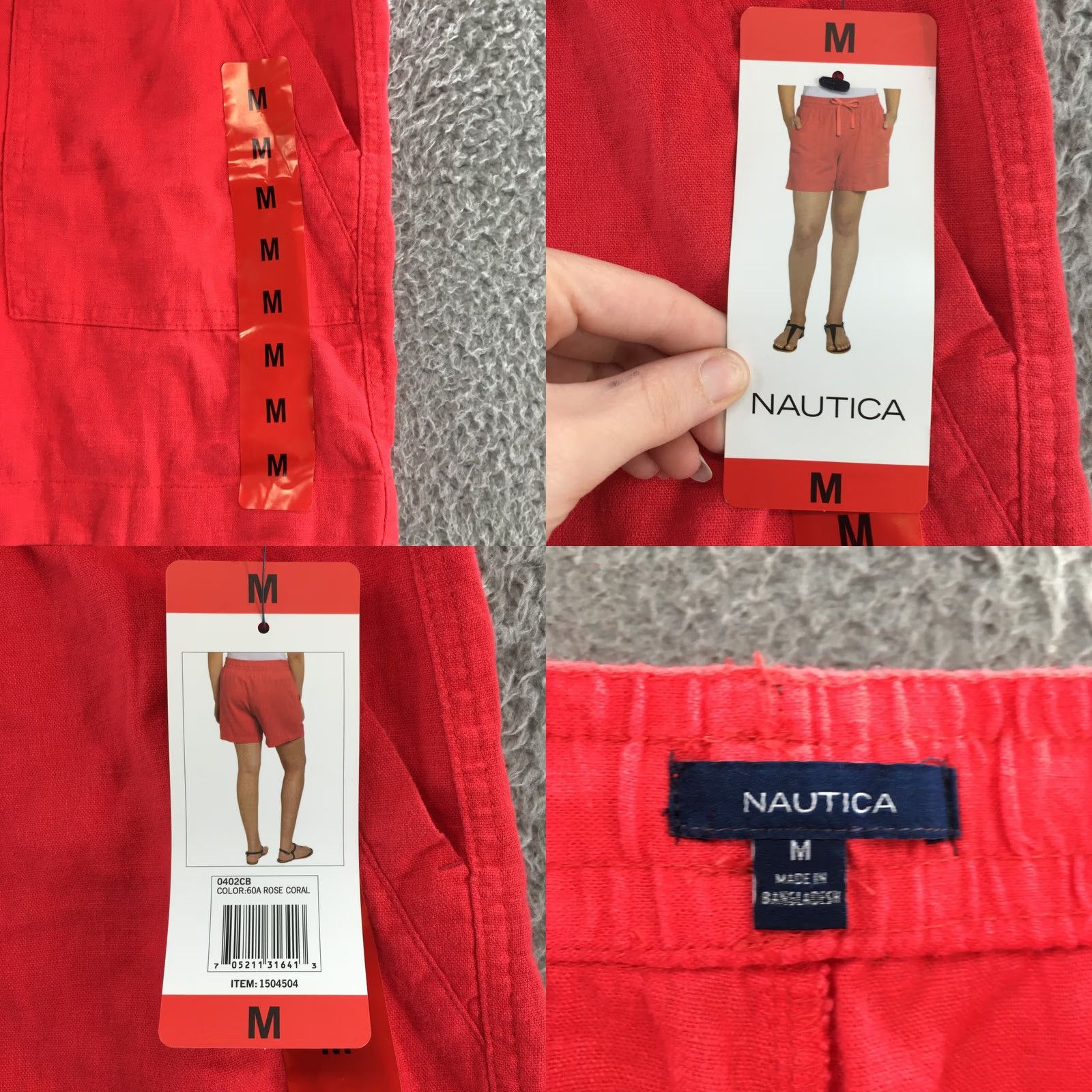 Nautica Nautica Utility Shorts Womens Medium Red Mid Rise Drawstring NEW Size 32" / US 10 / IT 46 - 10 Thumbnail