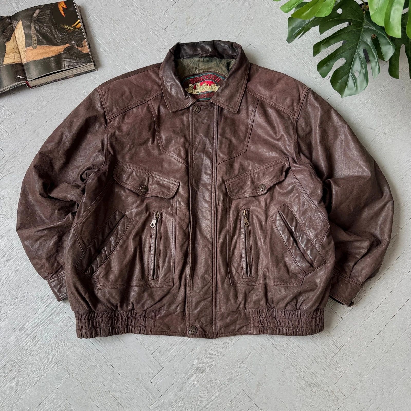 Vintage Vintage Real Leather Italian Style Collared Gangster Jacket Size US XXL / EU 58 / 5 - 1 Thumbnail