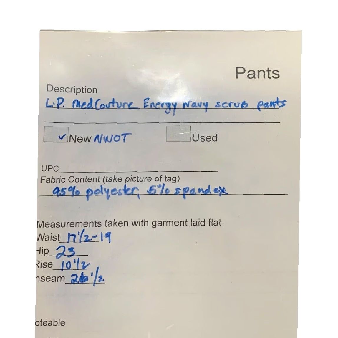 Vintage MedCouture Navy Blue Energy Pants Tech Fabric L Vet Medical Size US 33 - 8 Thumbnail