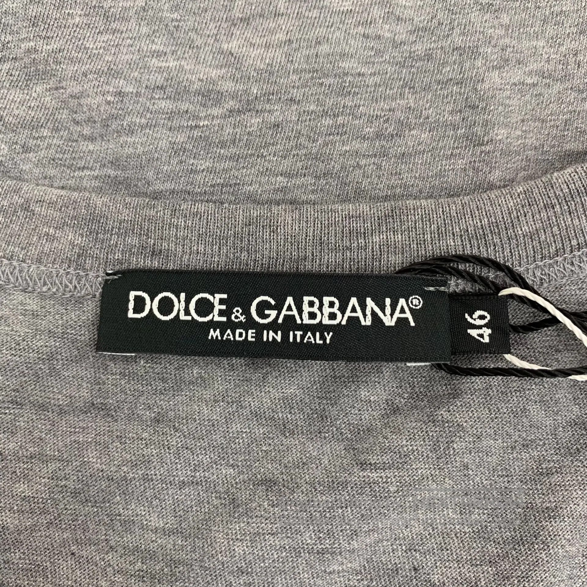 Dolce & Gabbana Dolce Gabbana Grey Crown Embroidered Cotton Round Neck Sho Size US S / EU 44-46 / 1 - 5 Thumbnail
