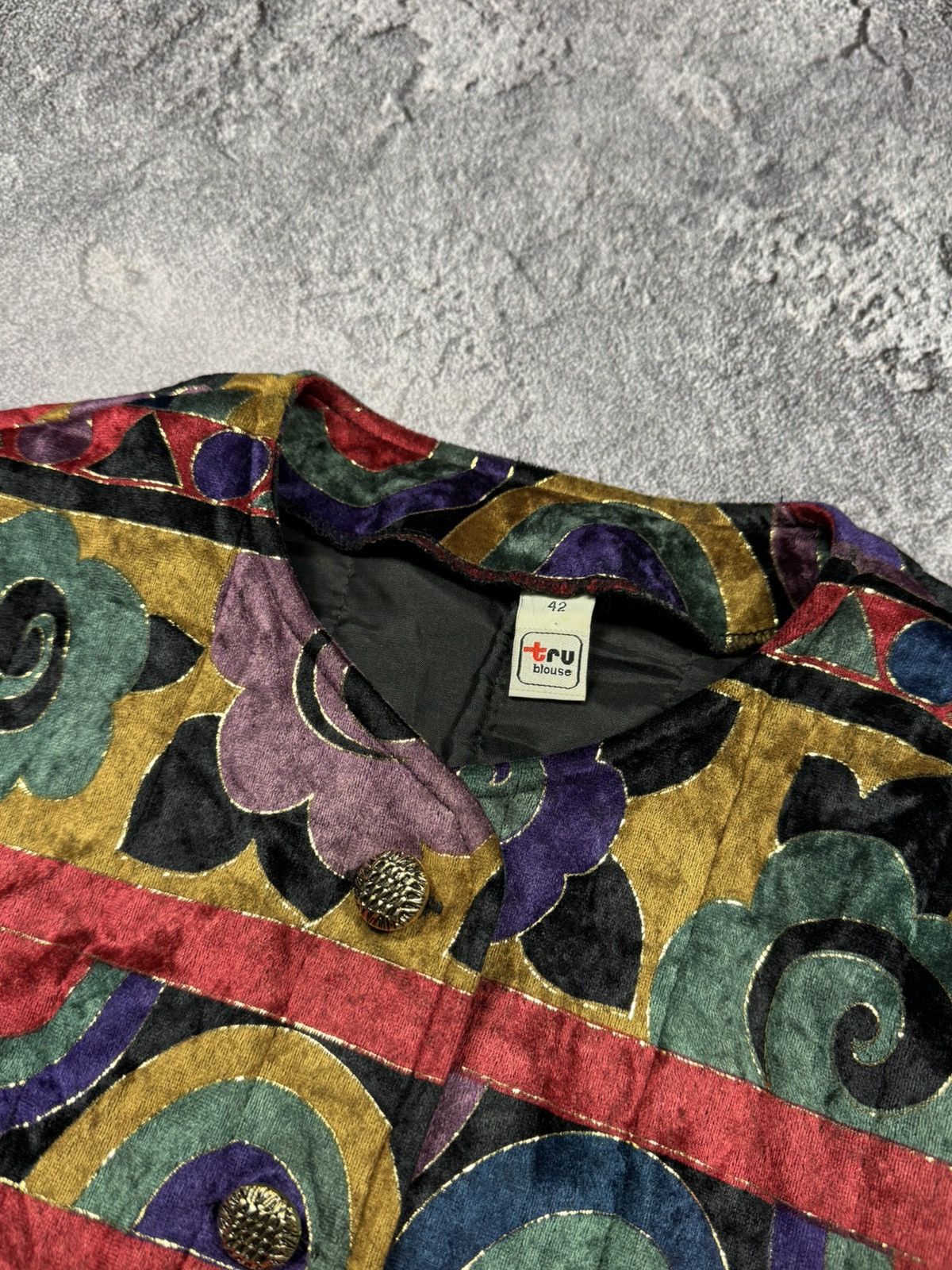 Other Vintage Velvet Art-Pattern Blazer — Rare Collector's Find Size M / US 6-8 / IT 42-44 - 2 Thumbnail