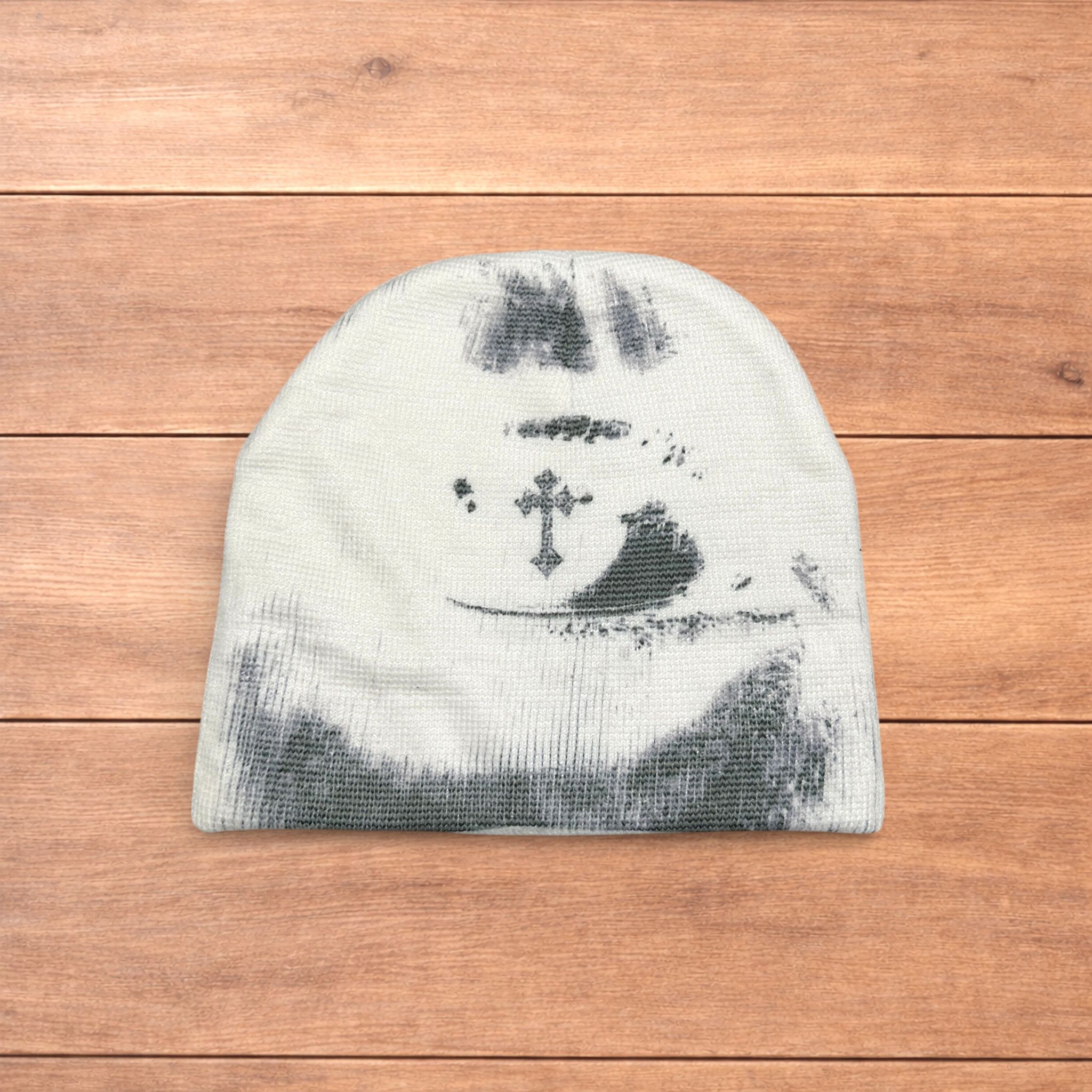 Japanese Brand Japanese vintage style beanie in white with graphic design. Size ONE SIZE - 1 Thumbnail