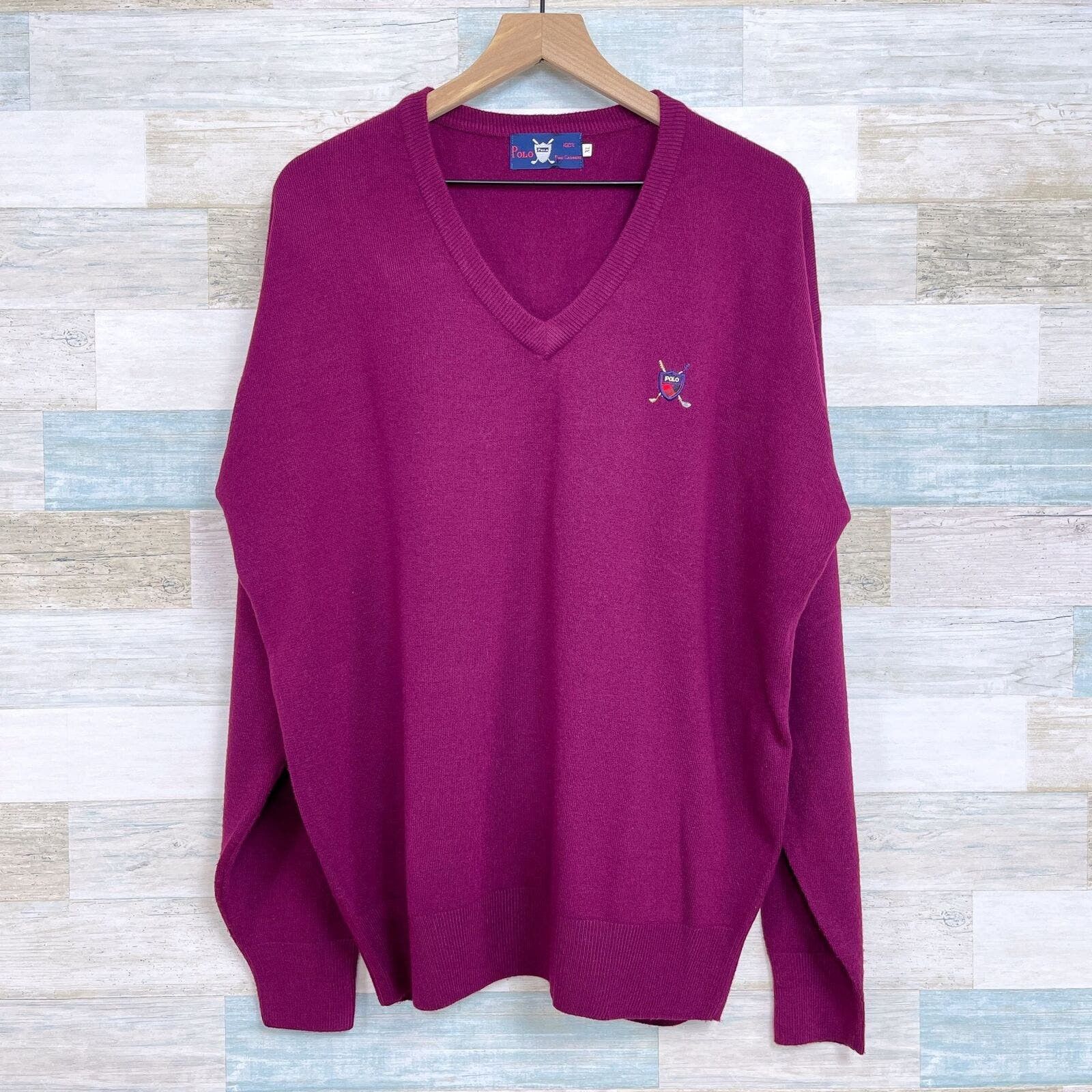 image of Polo Ralph Laurent Cashmere Sweater Red Golf VTG Mens Xl