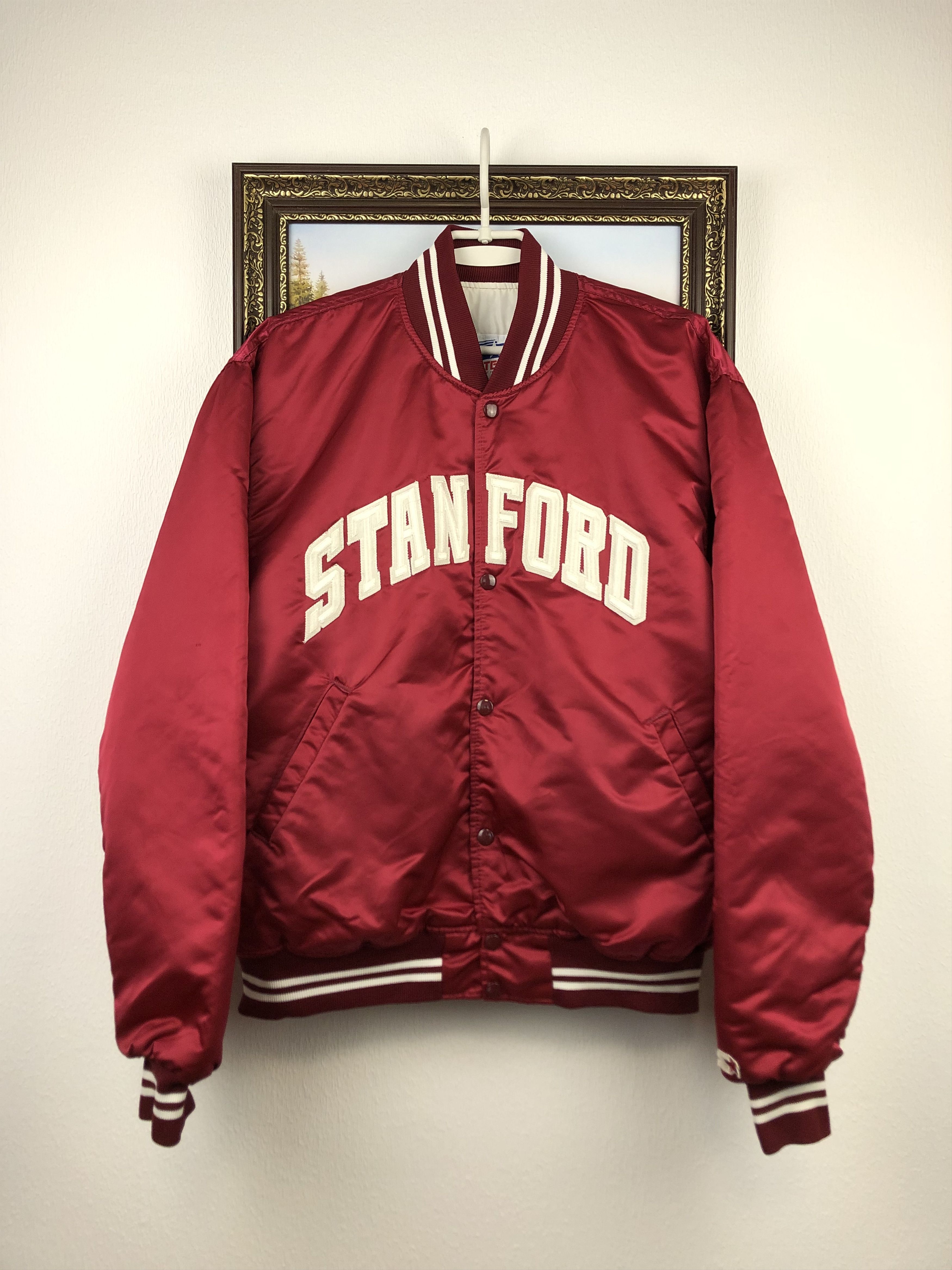 image of Starter Vintage Stanford Cardinal NCAA Baseball Satin Jacket Bomber, Men's (Size XL)