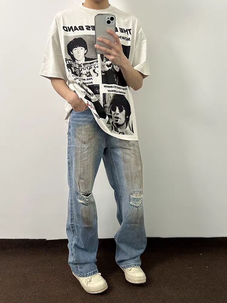 Japanese Brand × Jean Street Hip Hop Dirty Dye Ripped Vintage Y2K Jeans Size US 30 / EU 46 - 5 Thumbnail