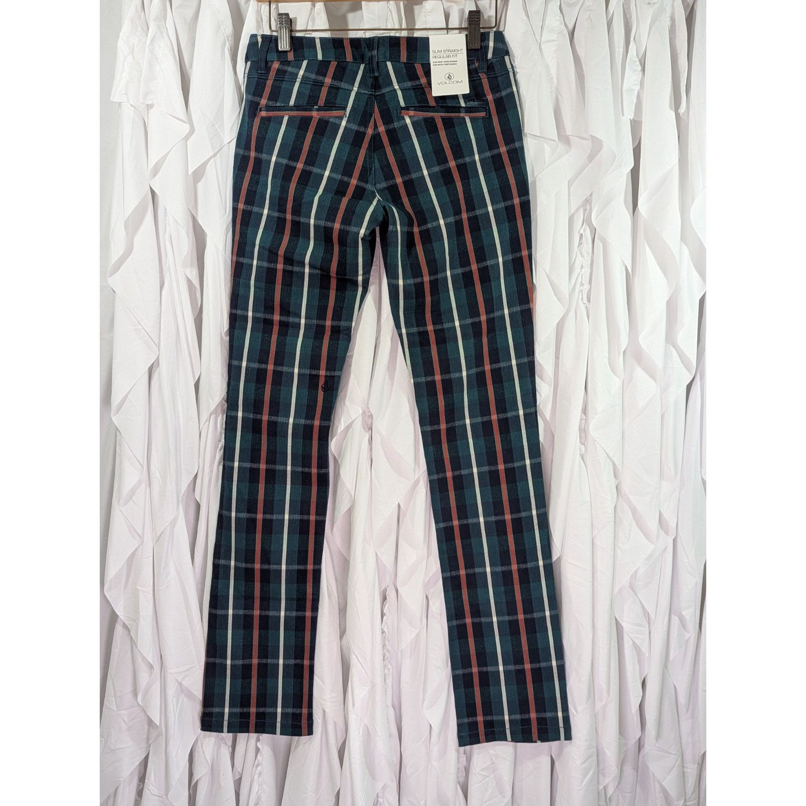 Volcom Volcom Frochickie Plaid Pants 0 Green Red Punk Grunge Slim Size 25" / US 0 / IT 36 - 5 Thumbnail