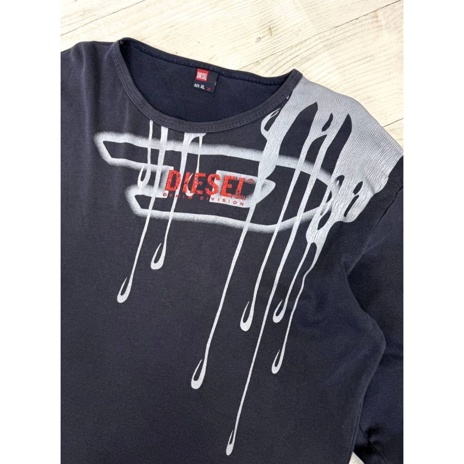 Diesel VINTAGE Diesel Logo T-Shirt Long Sleeve Crew Neck XL Blue Men 90s Decade Shirt Size US XL / EU 56 / 4 - 2 Thumbnail