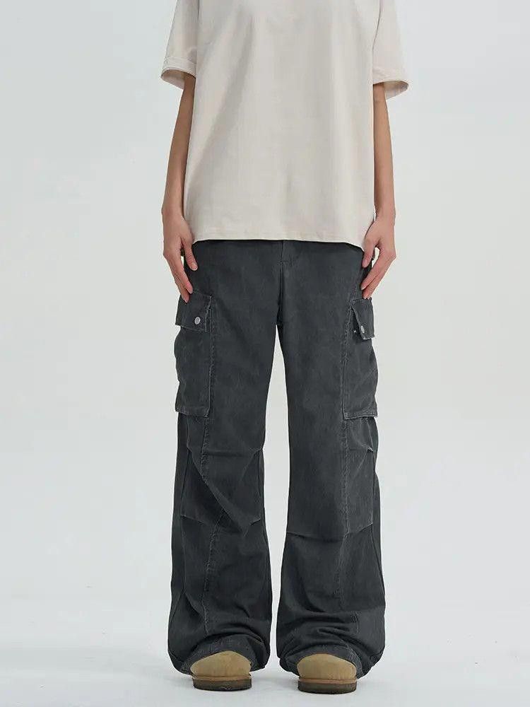 Jean × Vintage Gray Cargo Pleated Denim Jeans, Double Knee Pants Size US 30 / EU 46 - 2 Thumbnail