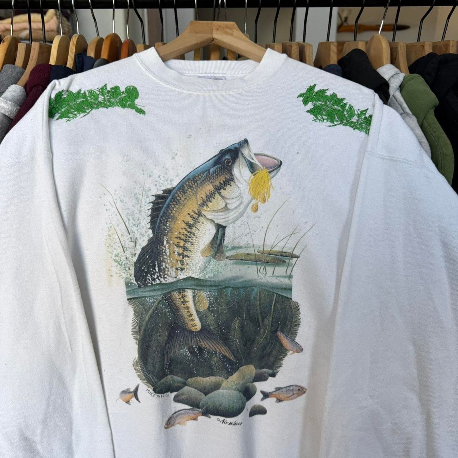 Other Vintage 90s Fishing Nature Sweatshirt White Size US XXL / EU 58 / 5 - 2 Thumbnail