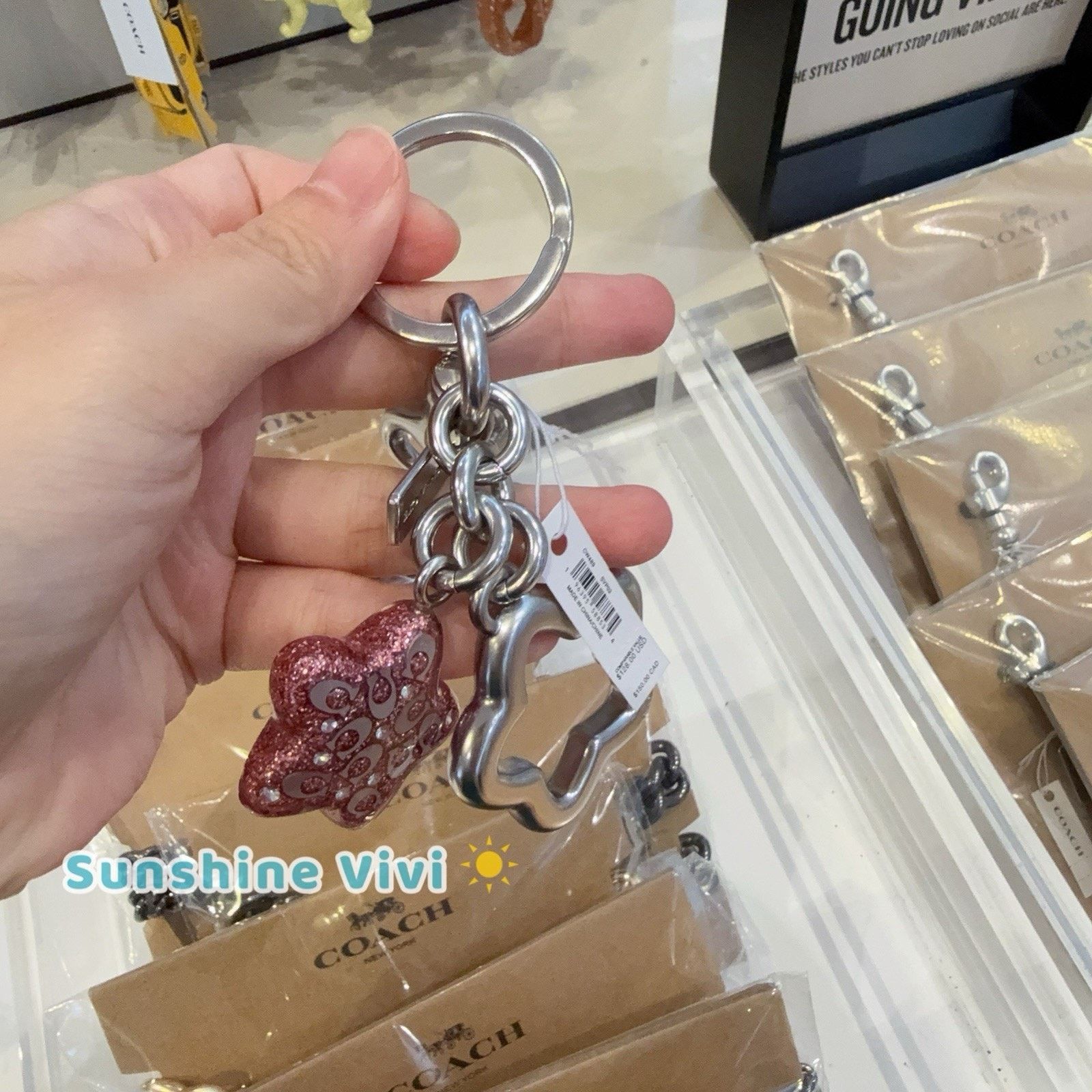 Coach NWT Coach Metal Star Bag Charm Key Ring CW489 Pink Petal Size ONE SIZE - 3 Thumbnail