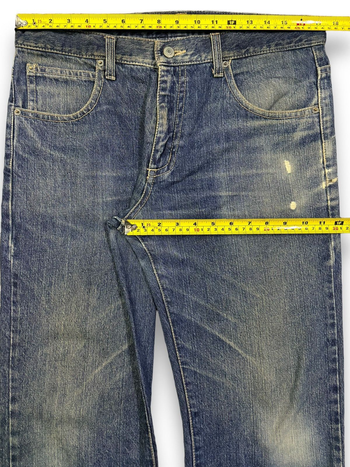 Japanese Brand Vintage Japanese Brand Blue Washed Loose Fit Ripped Jeans Size US 34 / EU 50 - 16 Thumbnail