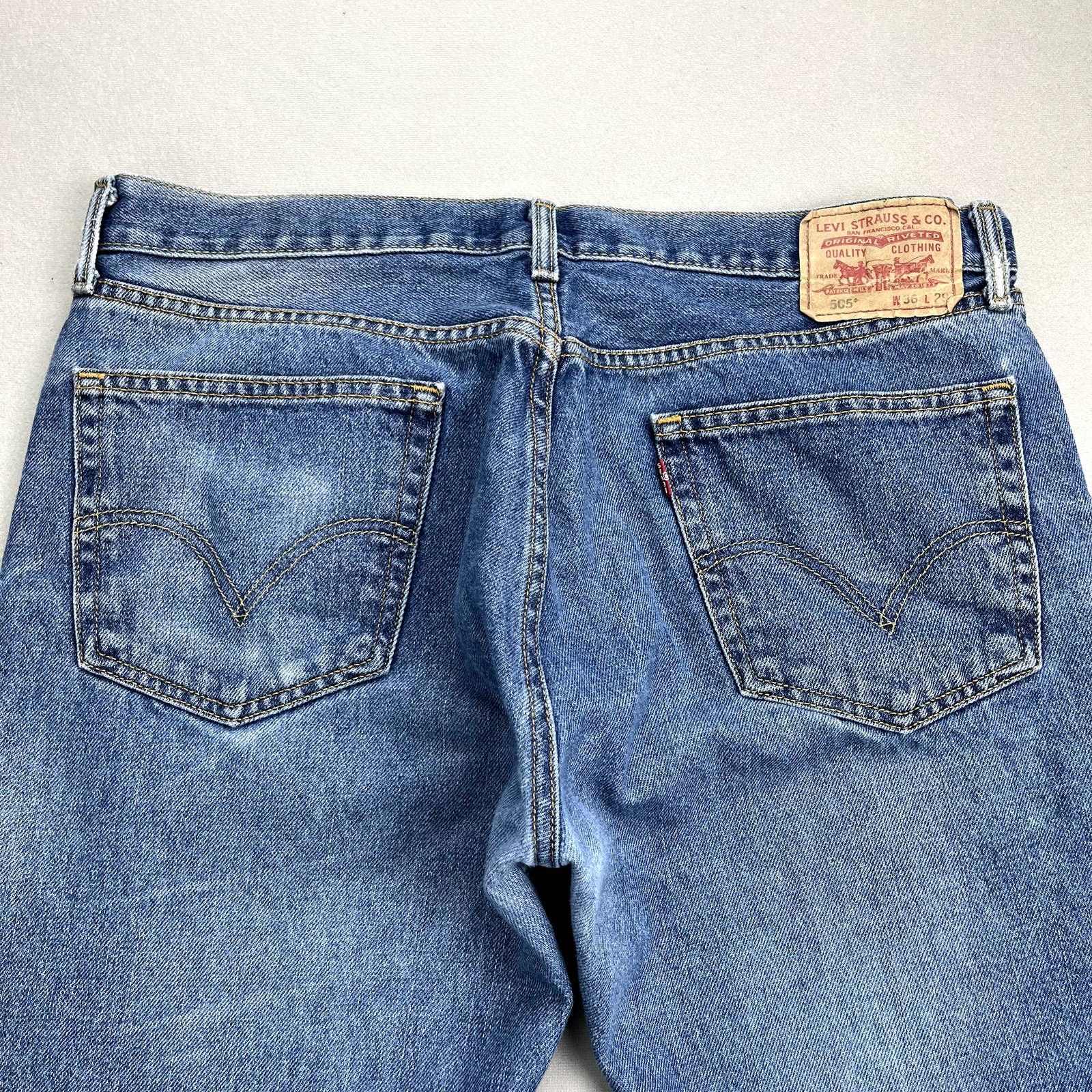 Levi's Levis 505 Jeans Mens 36x29 Blue Denim Regular Fit Stone Wash Size US 36 / EU 52 - 2 Thumbnail