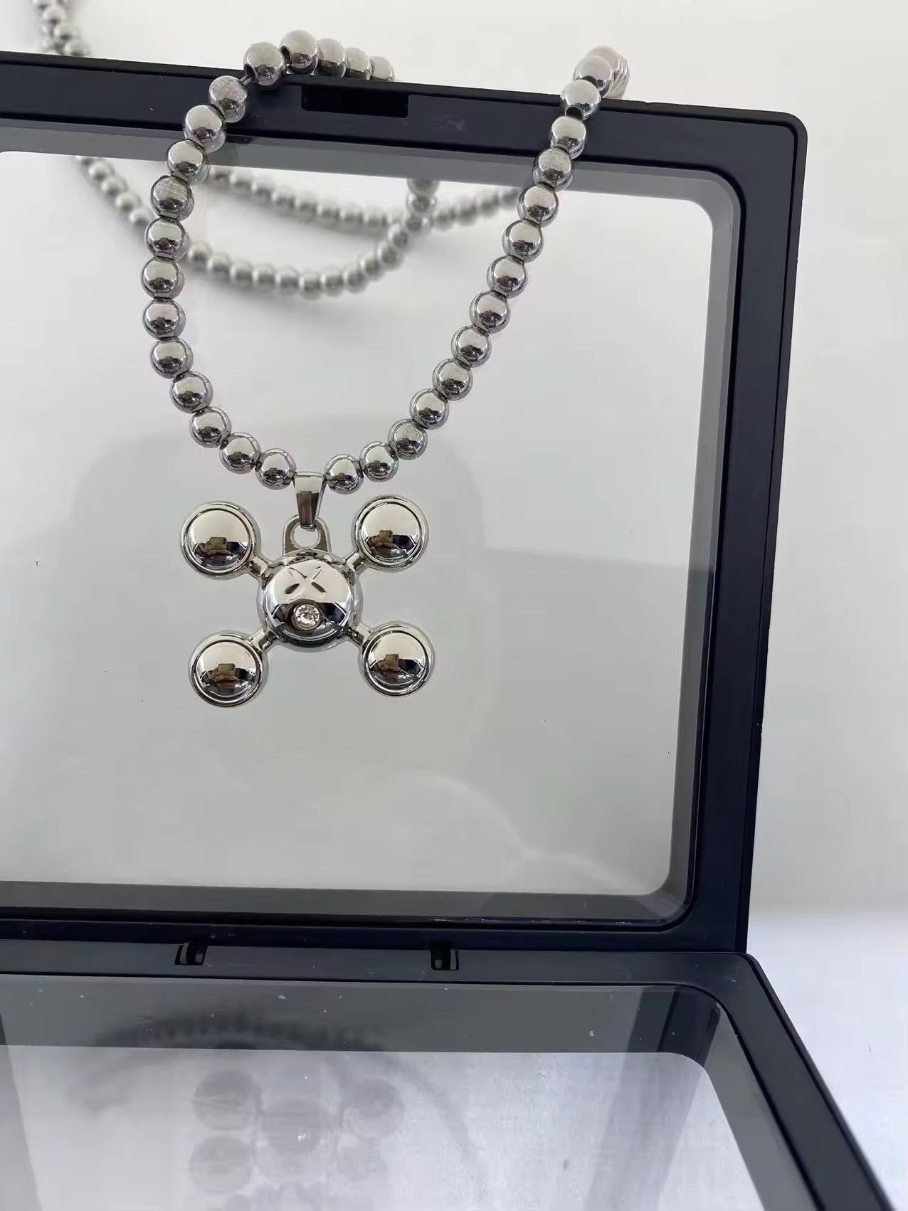 Jewelry Round Bead Chain Quadangle Ball Pendant Size ONE SIZE - 2 Thumbnail