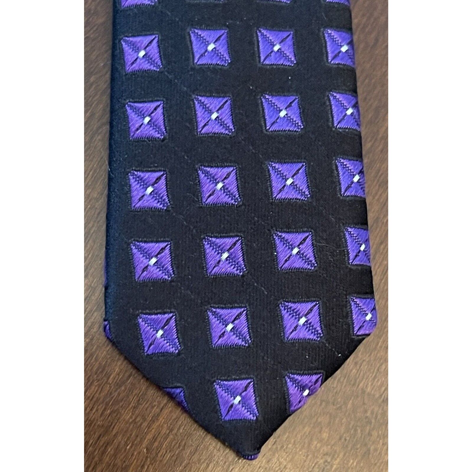 Sean John Sean John Black Purple 100% Silk Mens Neck Tie Made In China Size ONE SIZE - 6 Thumbnail