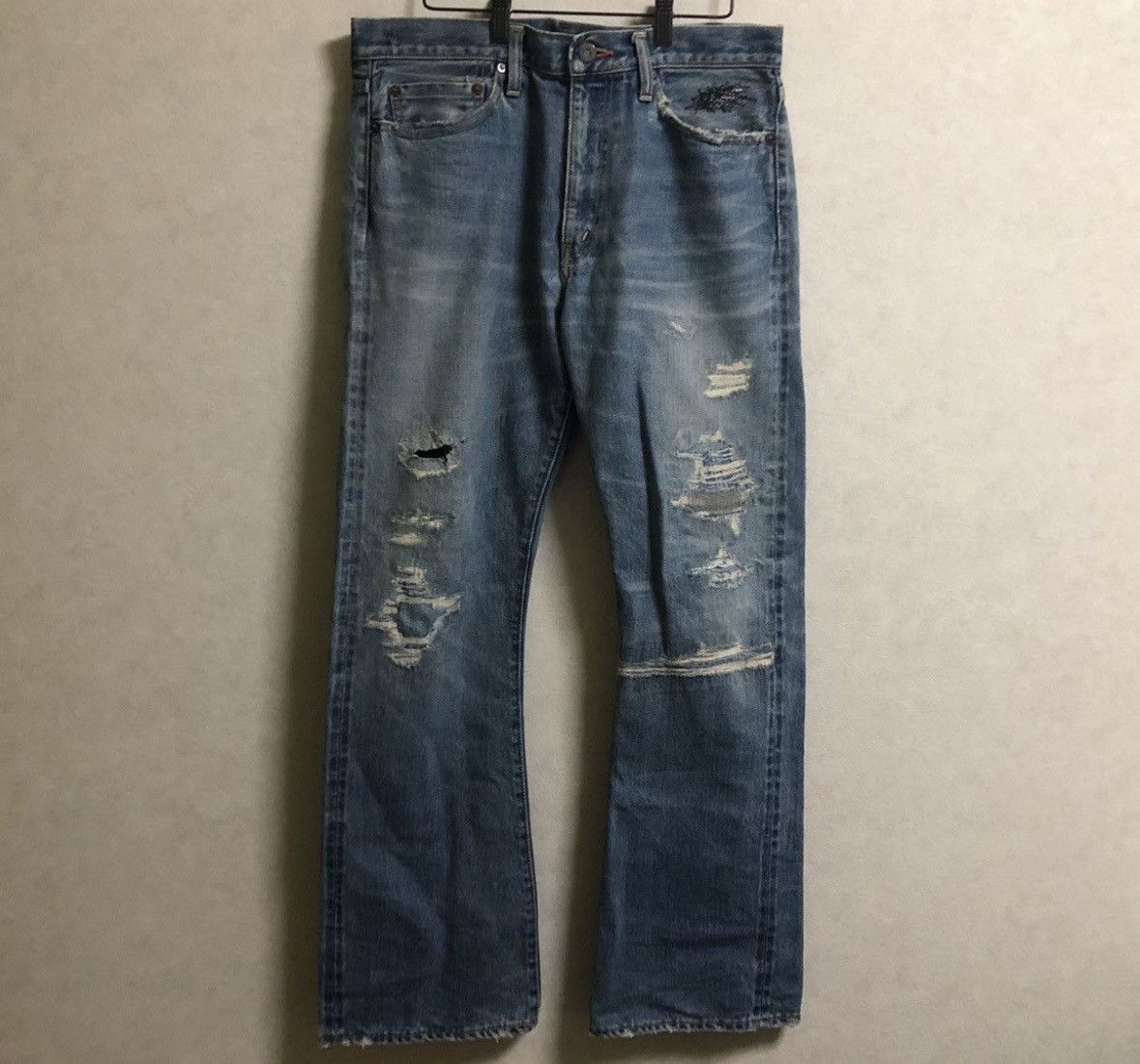 Kapital LEGS "sashiko clash damaged" weathering denim
