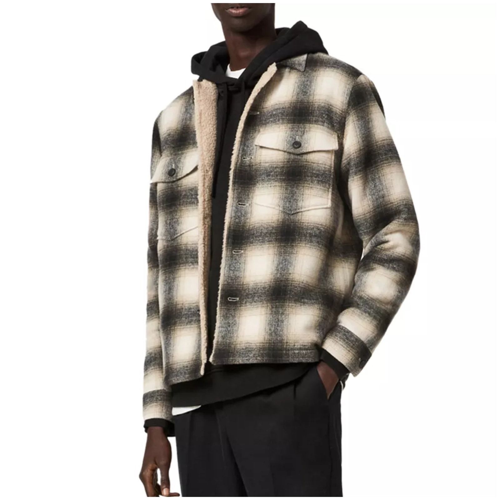 Allsaints All SAINTS Lewes Check Shirt Jacket Sherpa Lined Size Large Size US L / EU 52-54 / 3 - 1 Thumbnail