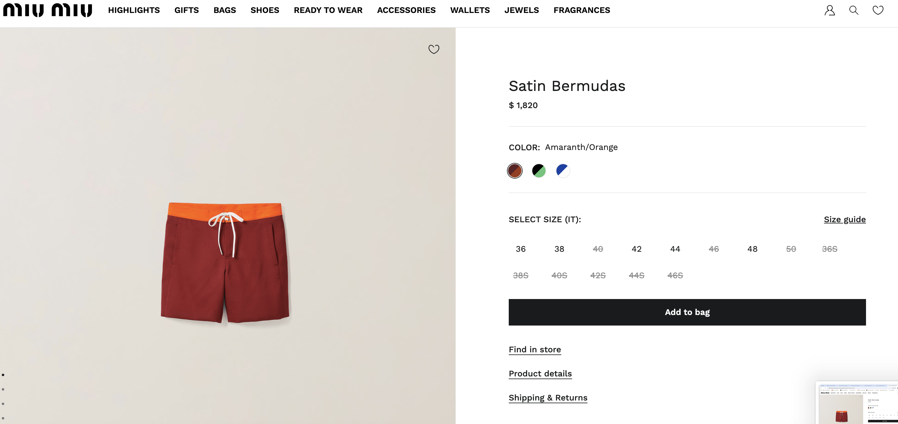 Miu Miu From the SS24 runway contrasting-waistband shorts $ 1,820 Size 30" / US 8 / IT 44 - 3 Thumbnail