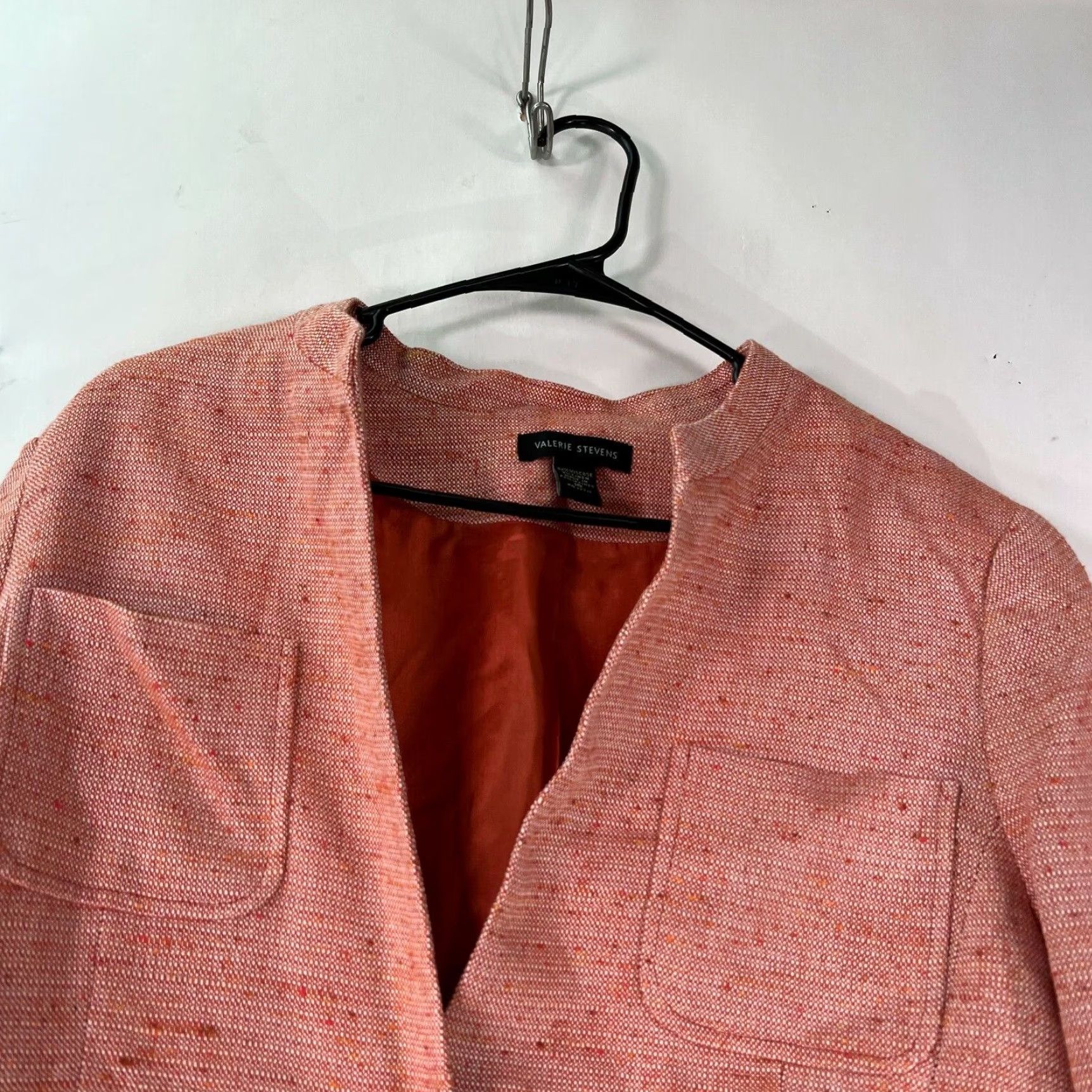 Vintage Vintage Valerie Stevens Women's Blazer Jacket Size 16 Orange Woven Lined Pockets Casual Spring Fall Summer Size XXL / US 16-18 / IT 52-54 - 3 Thumbnail