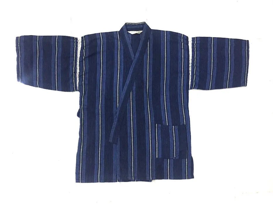 image of Kimono Japan Dragon Japanese Traditional Parjan Stripe Blue Jacket Kimono Japan, Men's (Size Medium