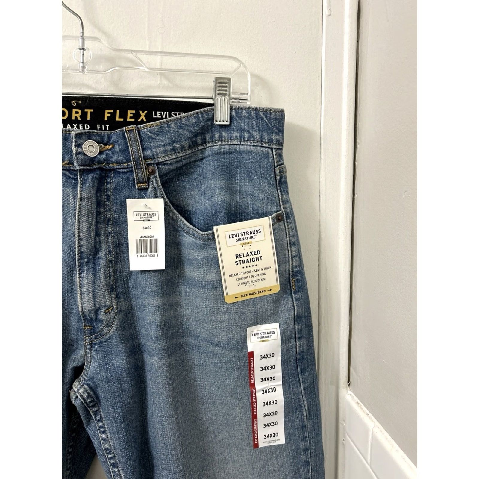 Vintage Levi Strauss Signature Gold Jeans Mens 34x30 Blue Relaxed Straight Denim Flex Waistband Jeans Regular Blue Men XS? Size US 34 / EU 50 - 4 Thumbnail