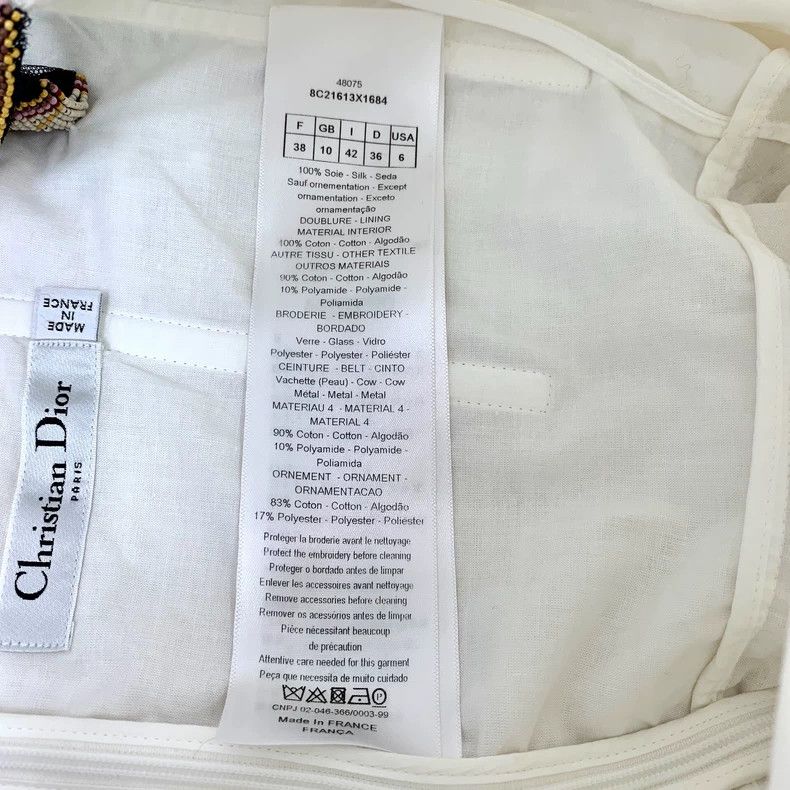 Dior Dior White lace embroidered mulberry silk strap dress Size XS / US 0-2 / IT 36-38 - 6 Thumbnail