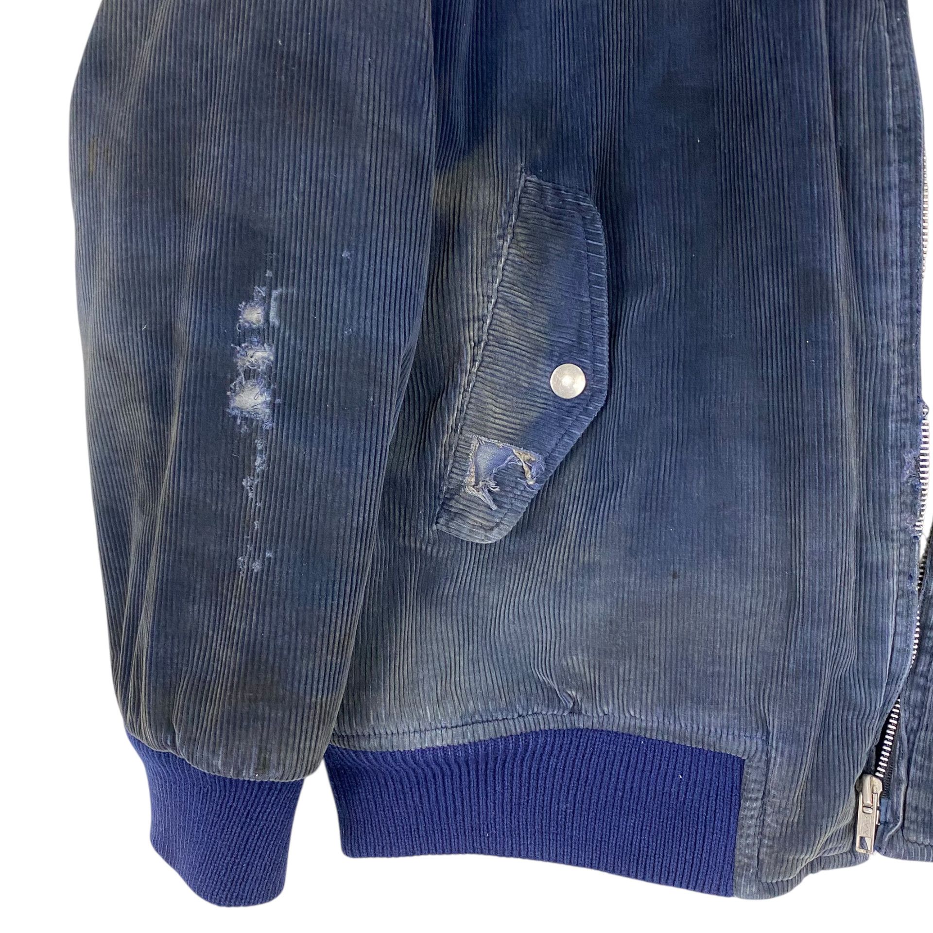 Sugar Cane 💥70s DISTRESSED CORDUROY BOMBER NAVY JACKET Size US M / EU 48-50 / 2 - 7 Thumbnail