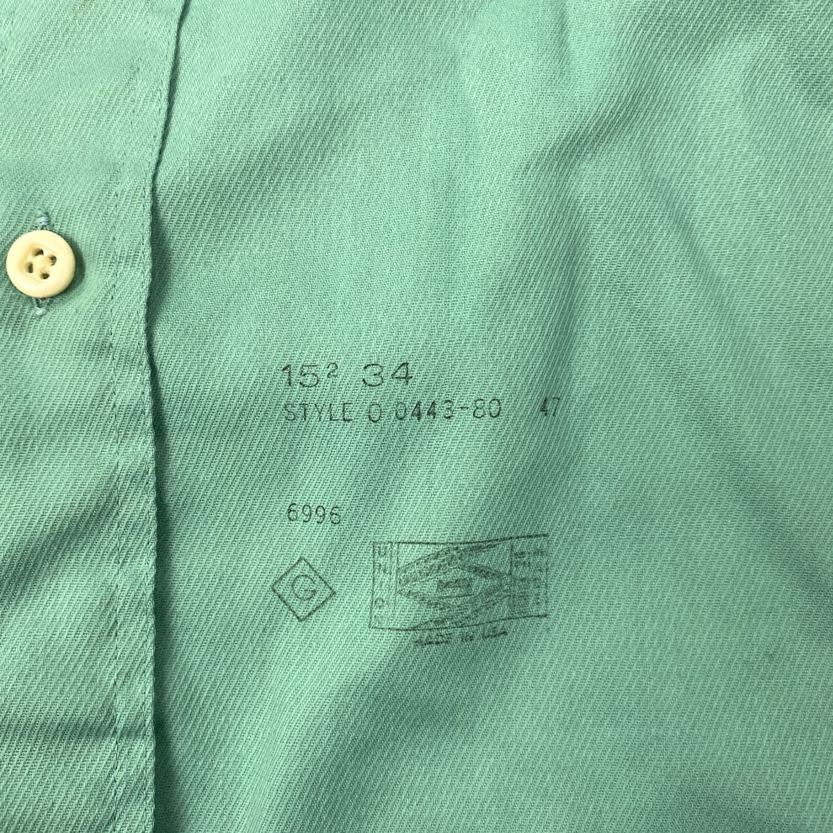 Gant VINTAGE Gant Hugger Shirt Mens 15.5 34 Green Twill Button-Up Workwear 70s USA Slim 70s Mens Size US M / EU 48-50 / 2 - 4 Thumbnail
