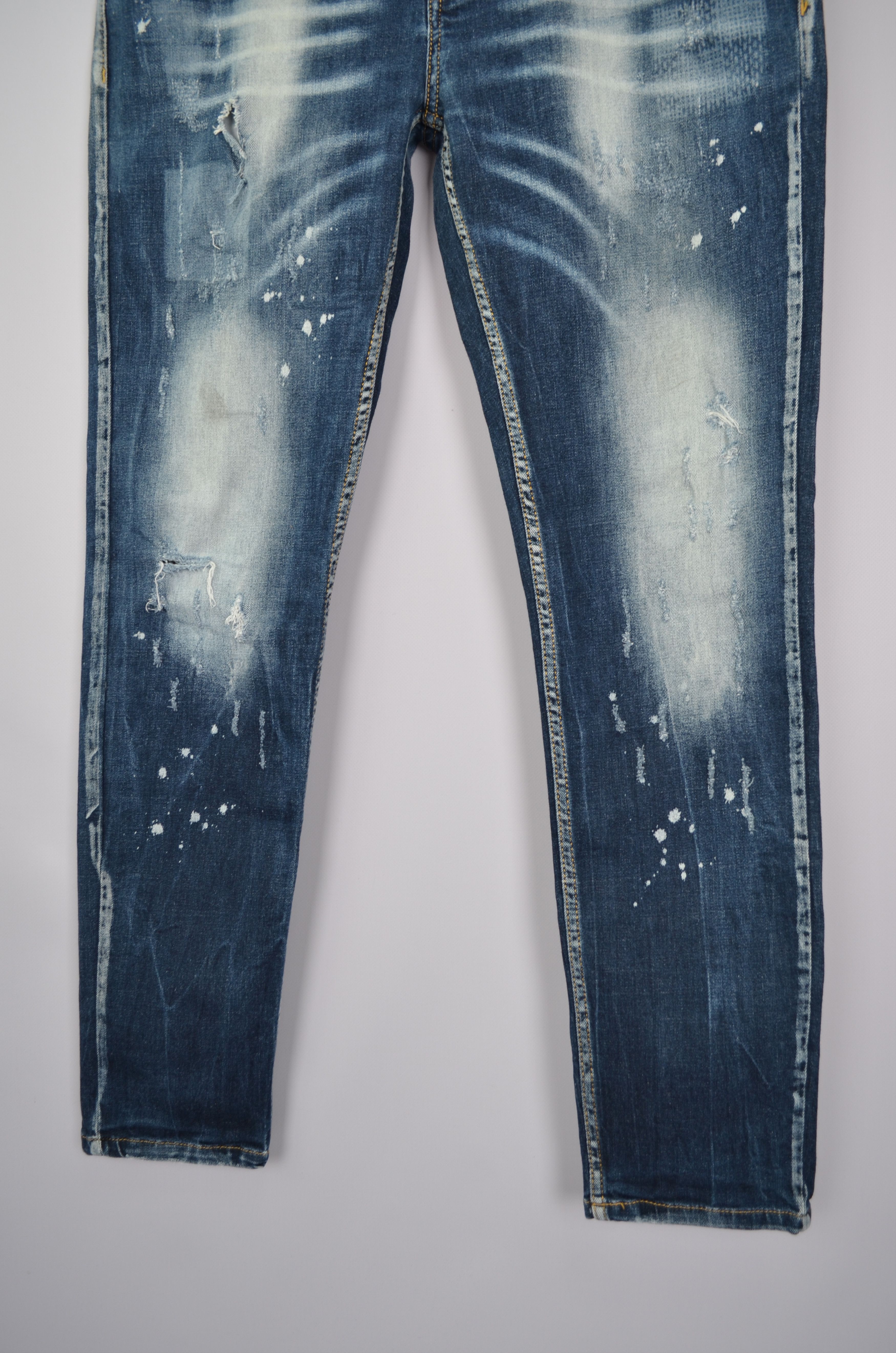 Designer × Dsquared2 Dsquared2 Cool Guy Blue Painted Distressed Slim Jeans Sz W34 Size US 34 / EU 50 - 5 Thumbnail